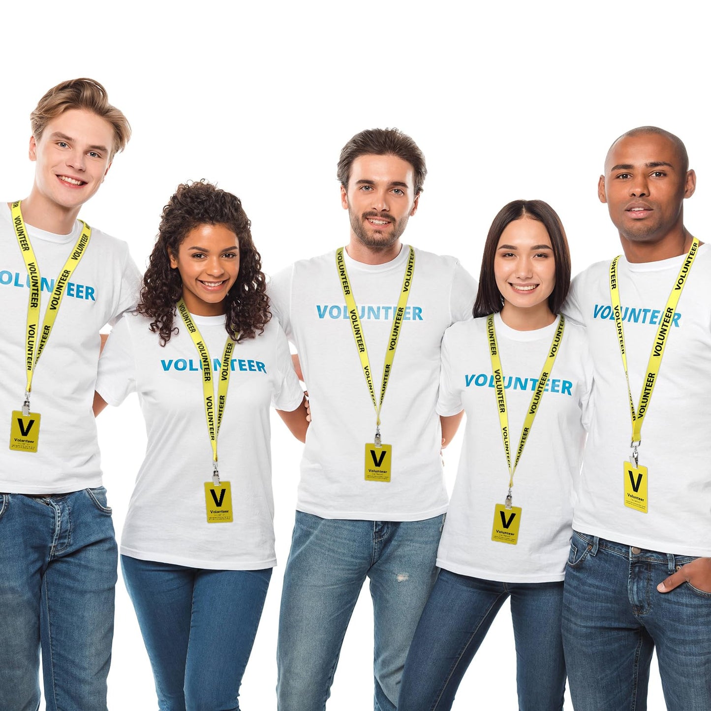 Fulmoon 50 Sets Volunteer Lanyards Bulk Breakaway Volunteer Lanyards and Badges with Clips for Event Fundraising Donation Activities