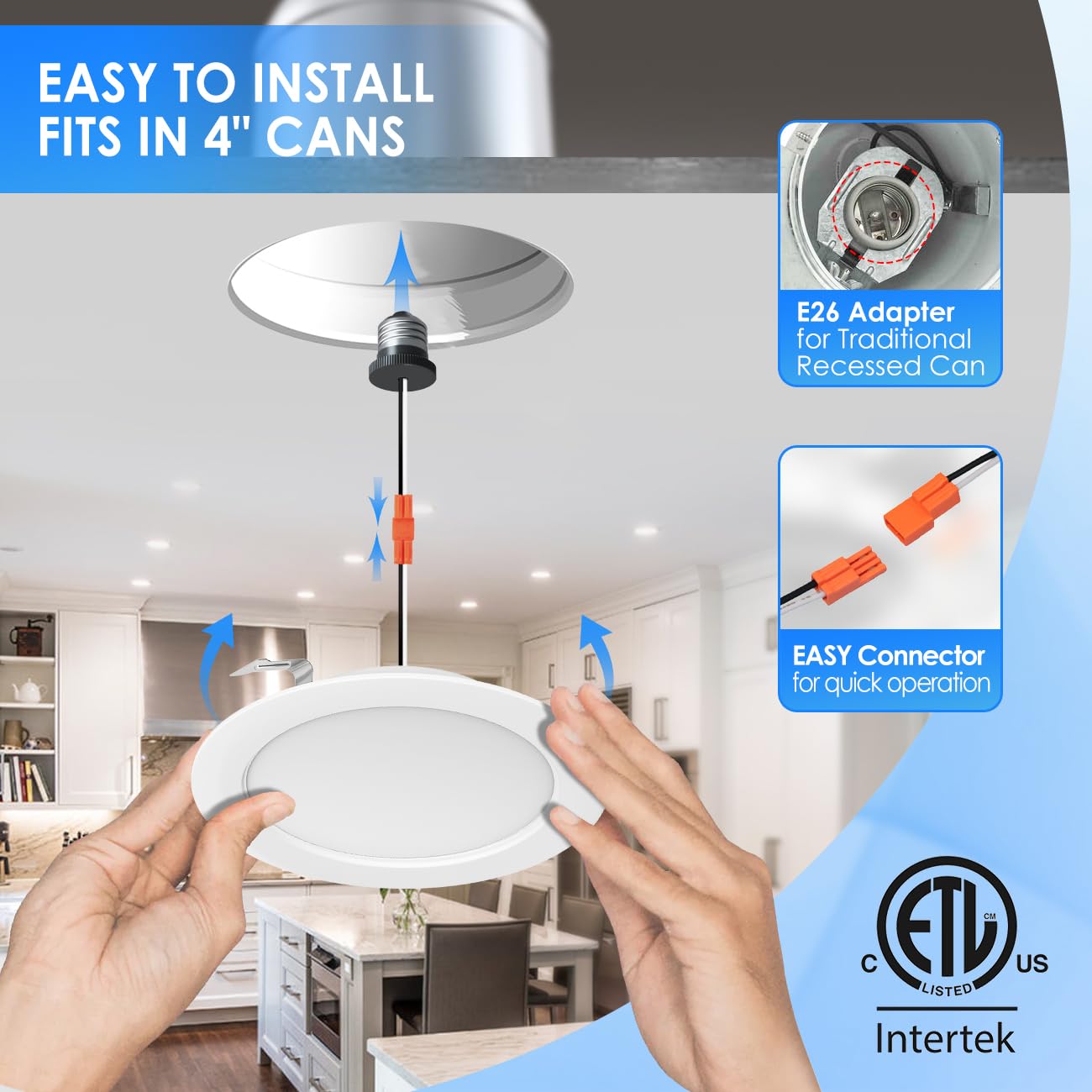 ANWIO Recessed Lights 4 Inch 5CCT 2700/3000/4000/5000/6000K, Modern Retrofit LED Recessed Lighting 7W(85W Equivalent) CRI 80+ Dimmable Can Lights E26 Medium Base Ceiling Light IC Rated & ETL, 16 Pack