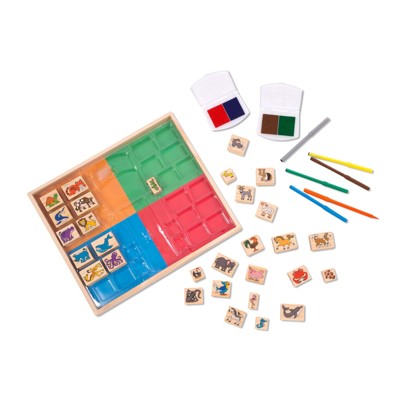Melissa & Doug Deluxe Wooden Stamp Set-Animals
