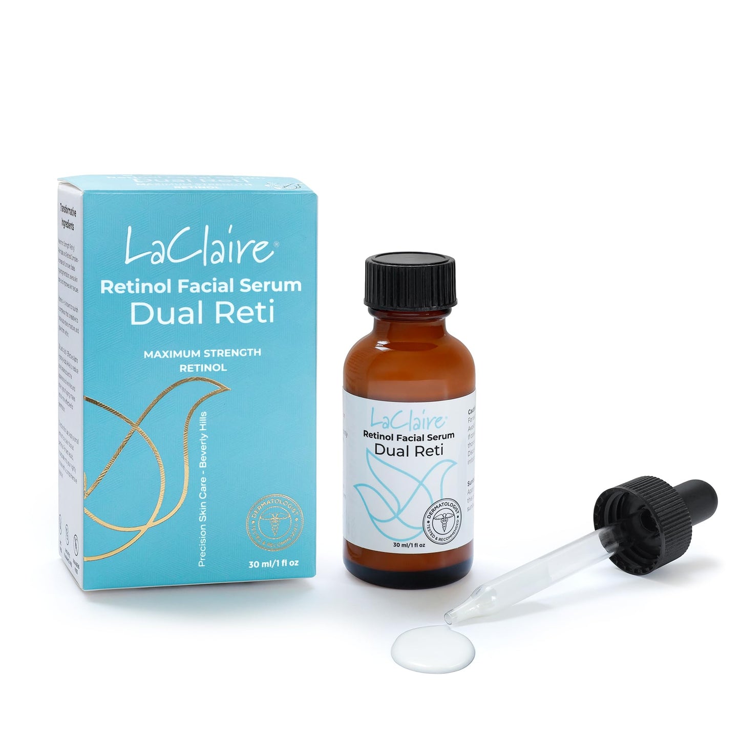LaClaire Skincare Duo: 2 Units of 8% Complex Retinol Face Serum 15ml & 30ml + Vitamin C Plus Serum 30ml - Anti-Aging, Brightening, Firming, Smoothing