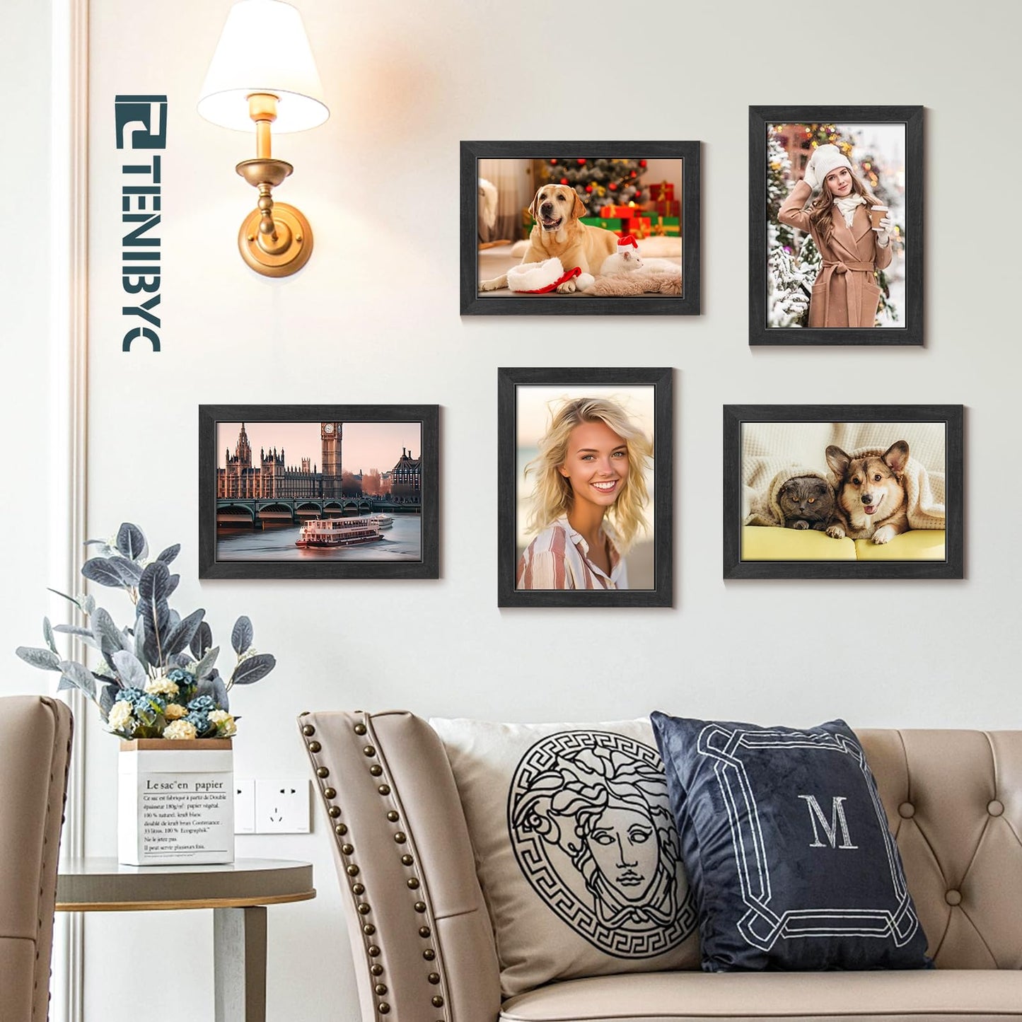 TENIBYC 8.5x11 Picture Frame Black - 4 Pack, HD Tempered Glass, Elegant Wood Grain Photo Frame, Suitable for Certificate Document, Table or Wall Display