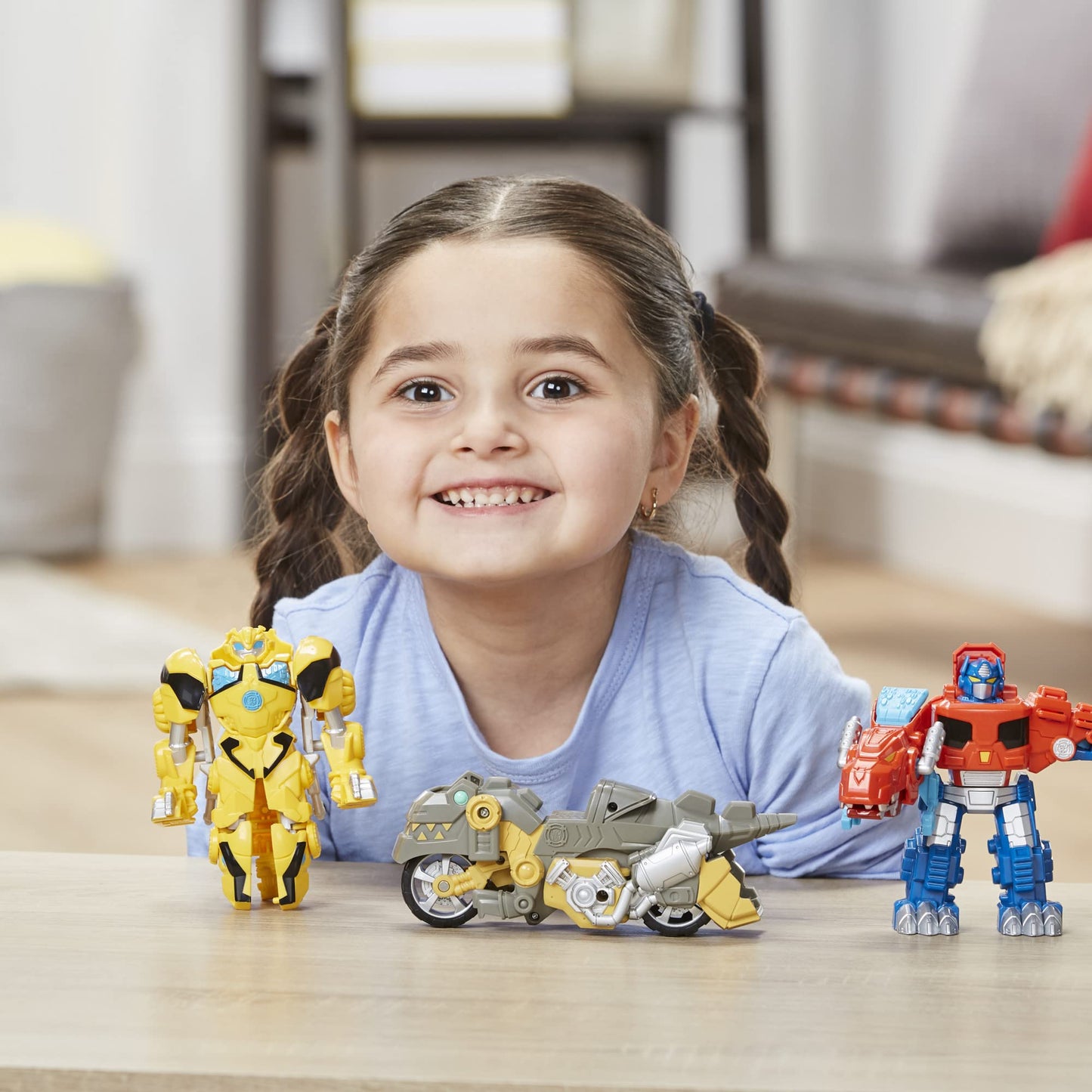Transformers Primal Team-Up 3-Pack with Optimus Prime, Bumblebee, and Grimlock Converting Dinosaur Figures, 4.5-Inch Toys, Ages 3 and Up (Amazon Exclusive)