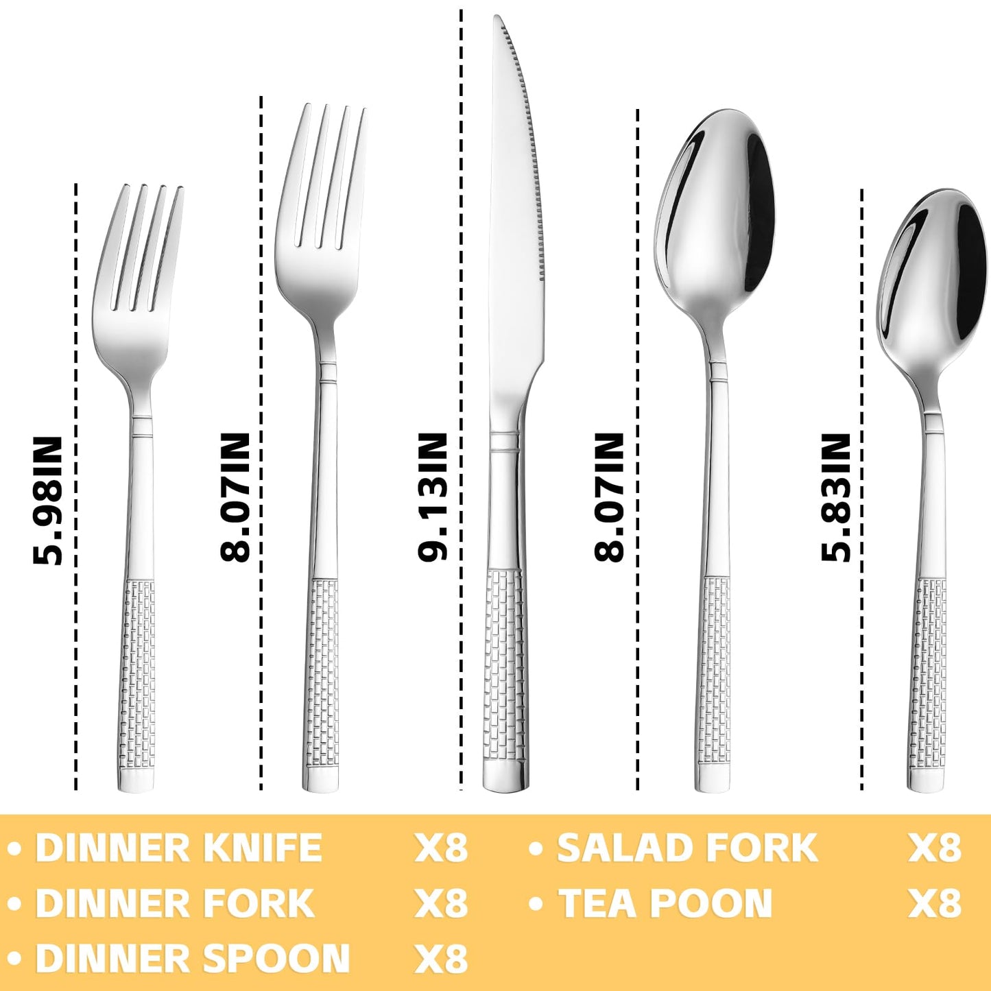 40-Piece Stainless Steel Silverware Set,Flatware Set Service for 8 Includes Forks Spoons Knives Kitchen Cutlery Utensil Set for Home Restaurant Hotel