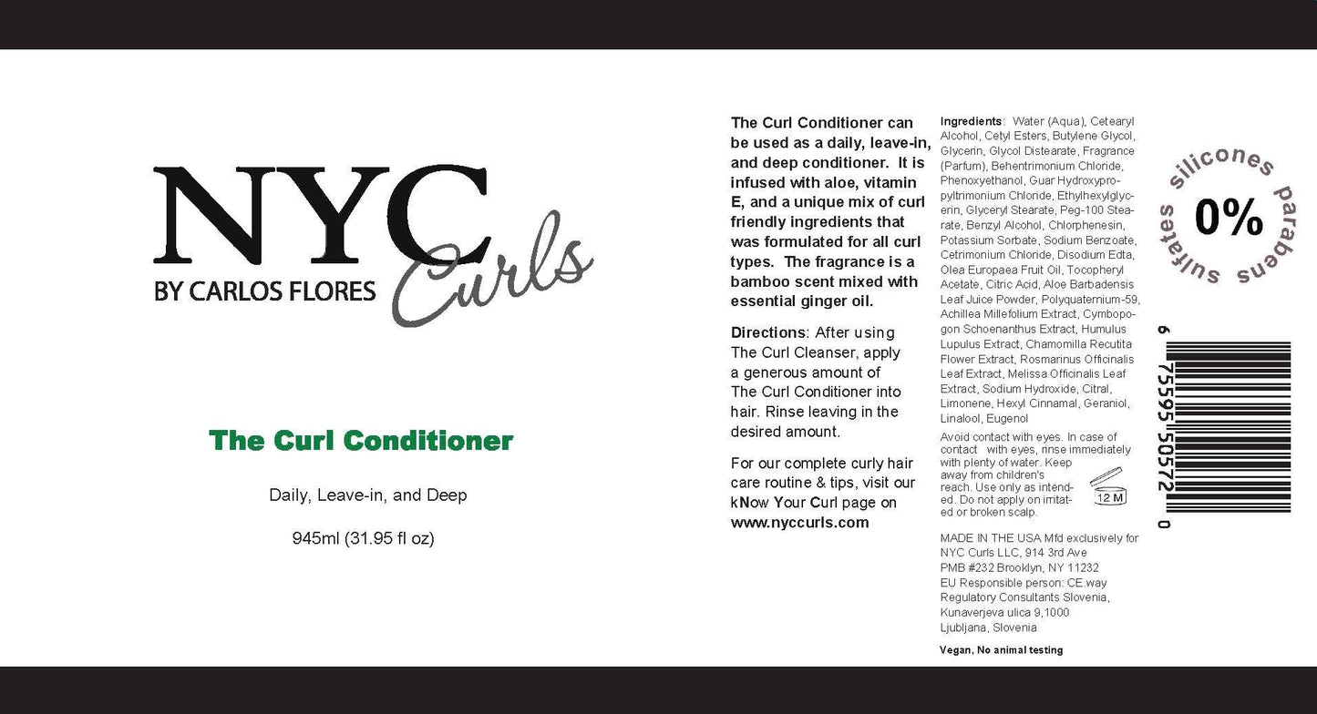 NYC Curls The Curl Conditioner | Daily, Leave-in, & Deep Conditioner for Curly, Coily, & Wavy Hair | 3 products in one | Silicone Free & Vegan | 945ml / 31.95 FL OZ