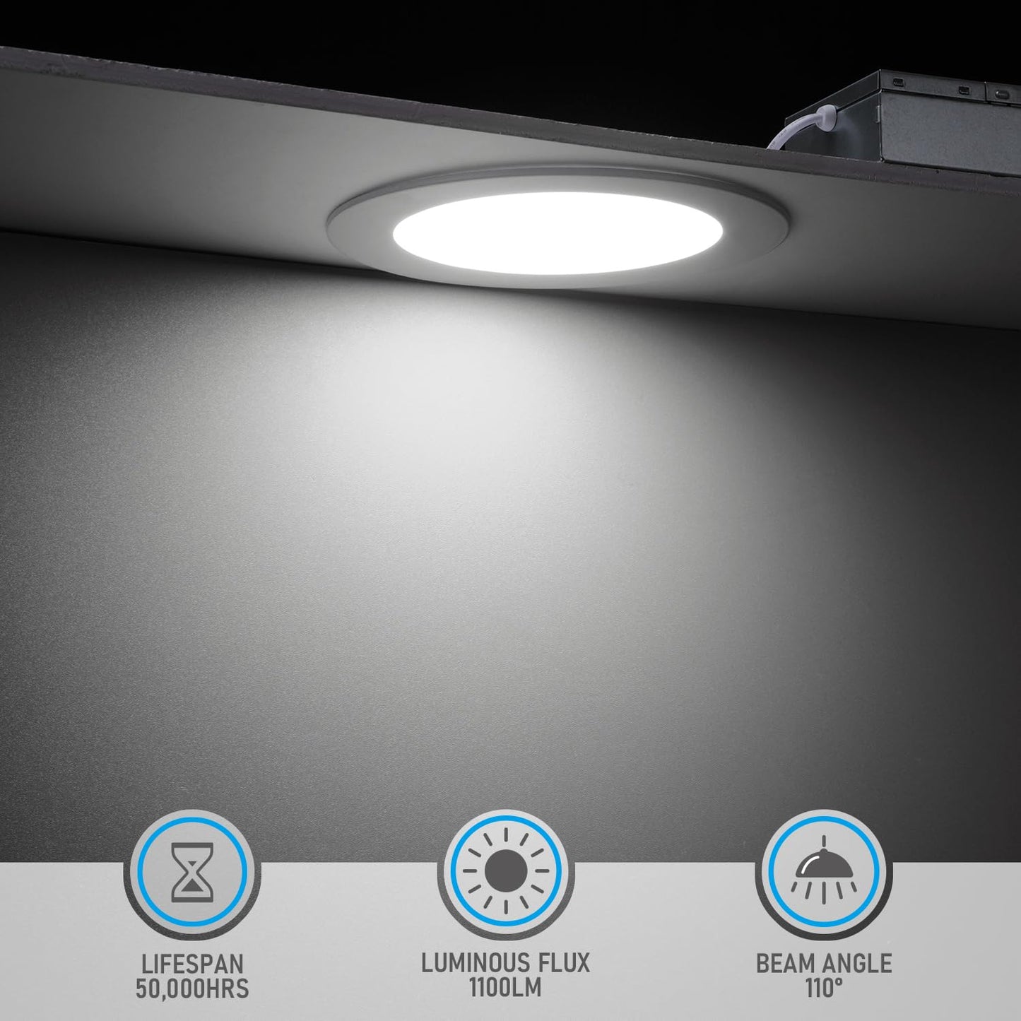 TORCHSTAR 6 Inch Slim LED Recessed Lighting with Junction Box, CRI90 Aluminum Dimmable 12W Ultra-Thin Recessed Light, 5000K Daylight, 1100LM Basic Series LED Downlight, ETL & ES & FCC, Pack of 6