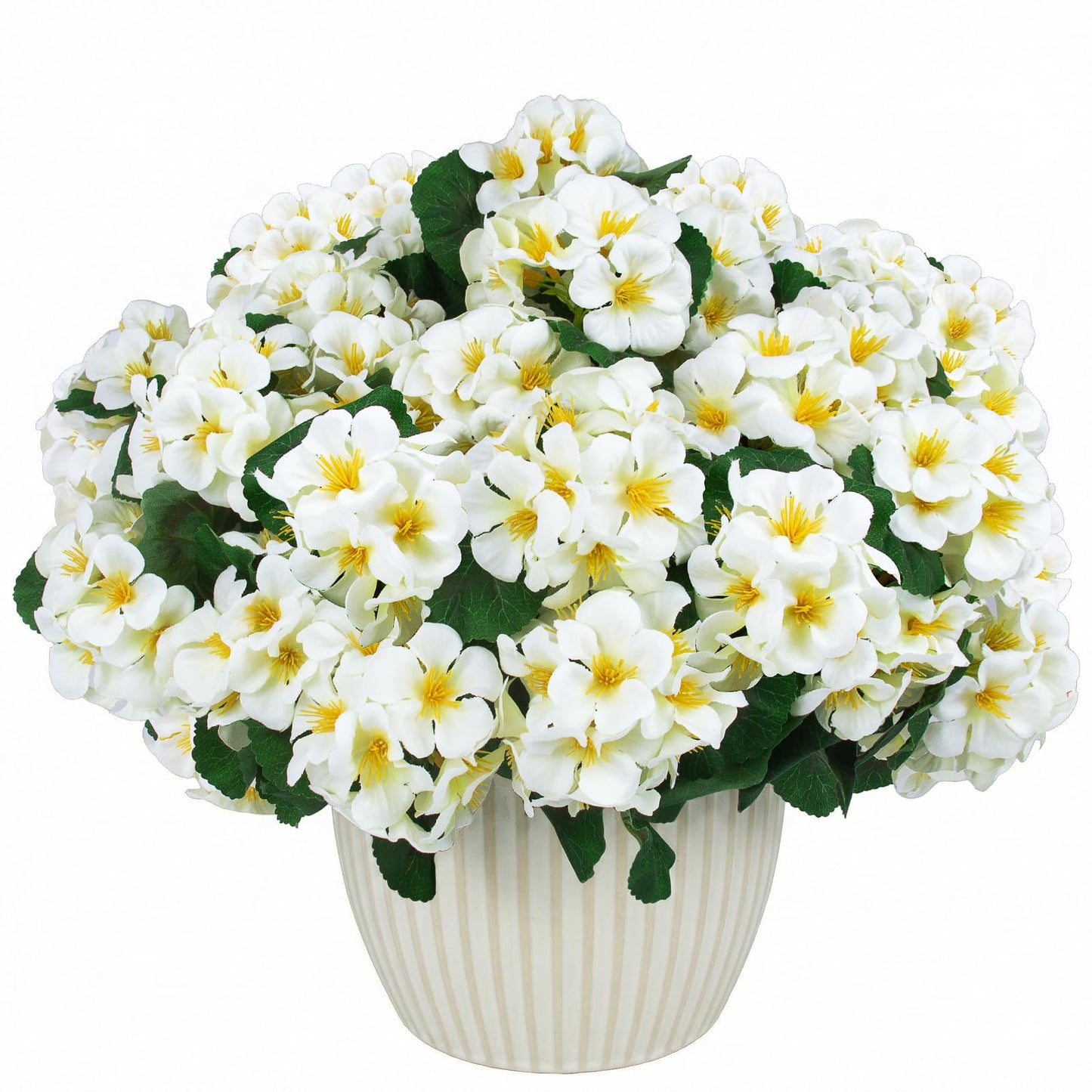 Hananona 12 Pcs Artificial Geranium Flowers for Outdoors Geranium Silk Flowers Outdoor UV Resistant Garden Plants Faux Flowers for Home Kitchen Table Centerpieces Decor (12, Snow White)