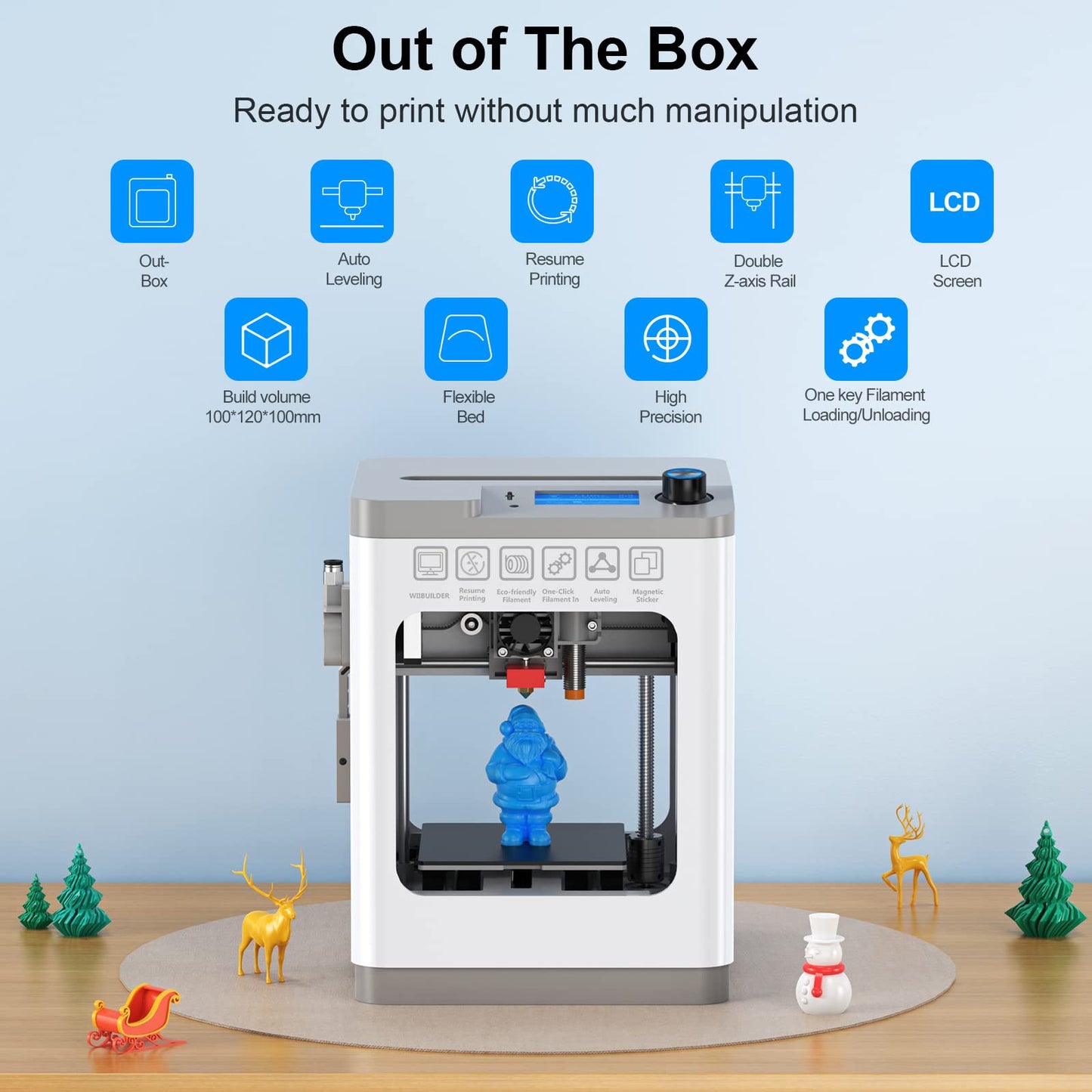 3D Printers Tina2 Basic, Fully Assembled and Auto Leveling 3D Printer for Beginners and Kids, Removable Magnetic Platform, High Precision Printing FDM Mini 3D Printer for Home and School