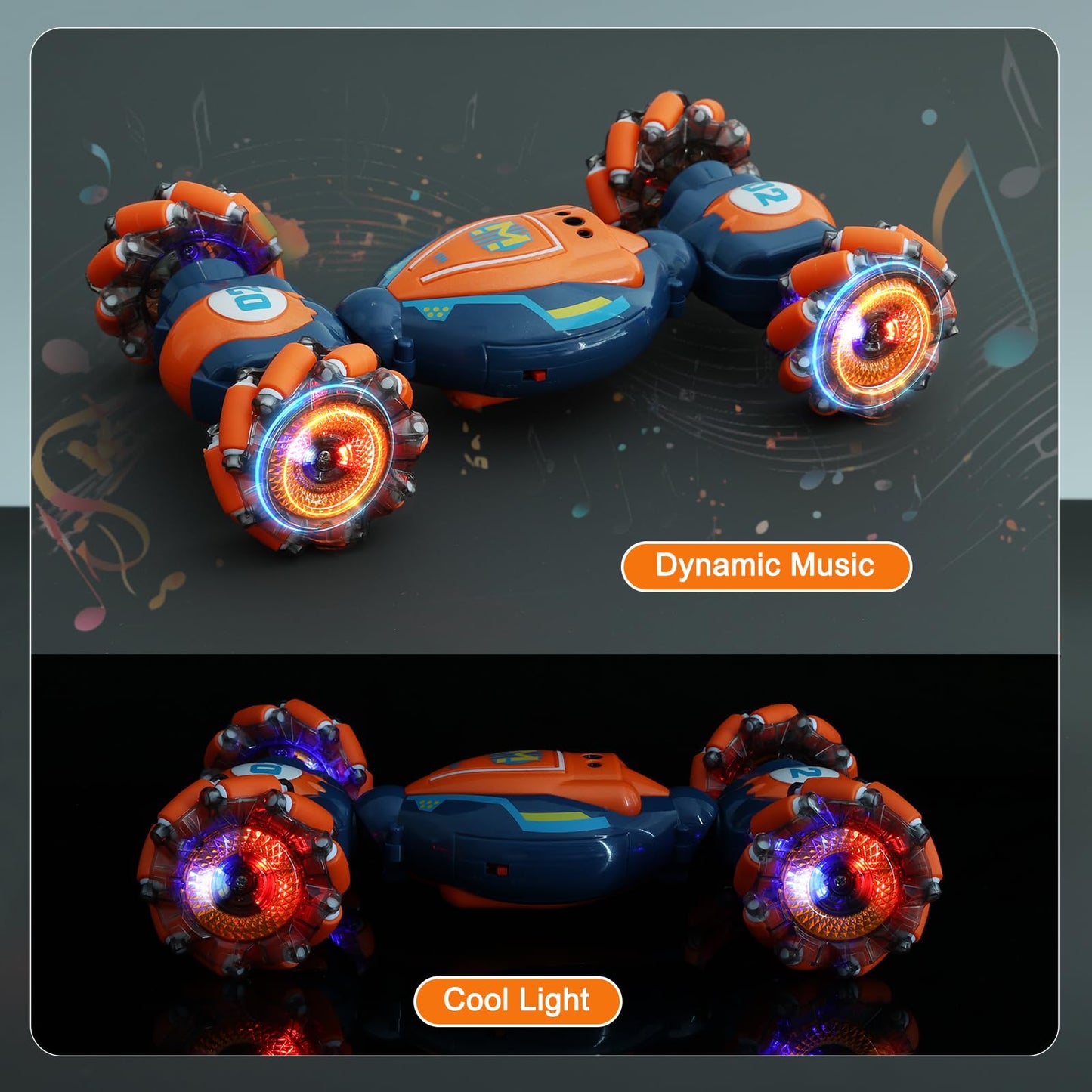 QXHOL Gesture Sensing RC Stunt Car - Boys Toys Age 6-8-12, 4WD Hand Controlled Remote Control Twist Car with Light & Music, Cool Birthday Presents and Ideas Gifts for Kids Age 7 9 10 11 12 Years Old