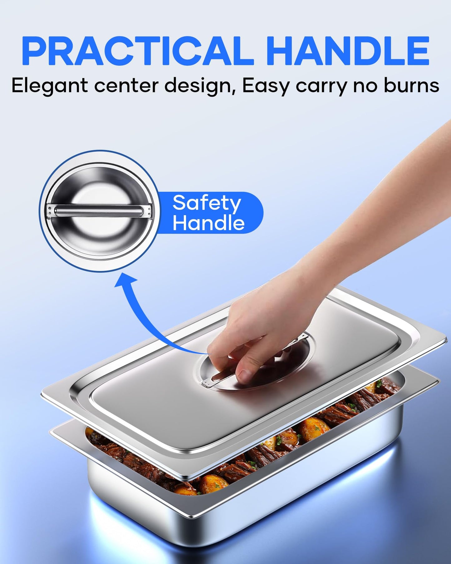 WantJoin Steam Table Hotel Pan Lids - 6 Pack Plain Cover for 1/1 Full Size Stainless Steel Metal Tray Sets Food Storage Container Restaurant Chafing Dishes Commercial Buffet Warmer Catering Supplies