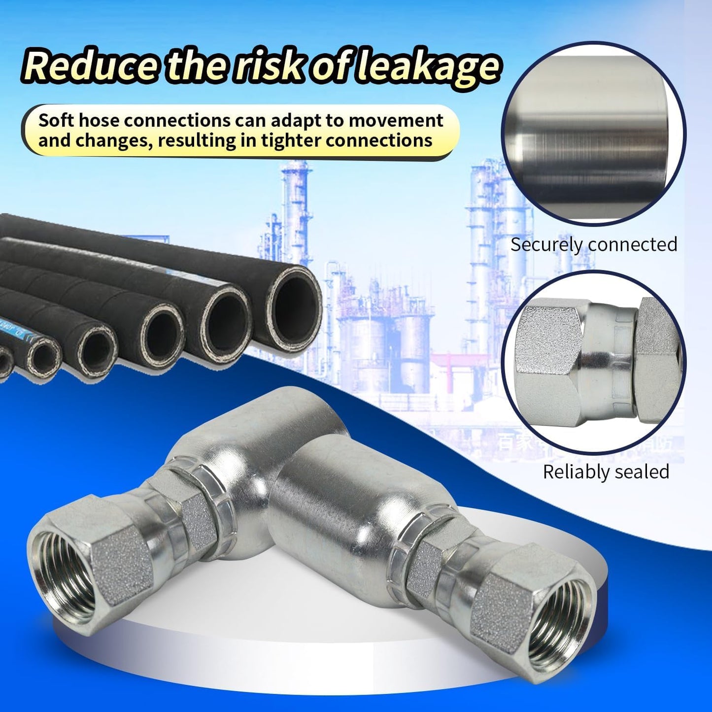AKM 12-Pack 1/4" Hose x 1/4" JIC 37° Female Hydraulic Hose End Swivel Crimp Fitting