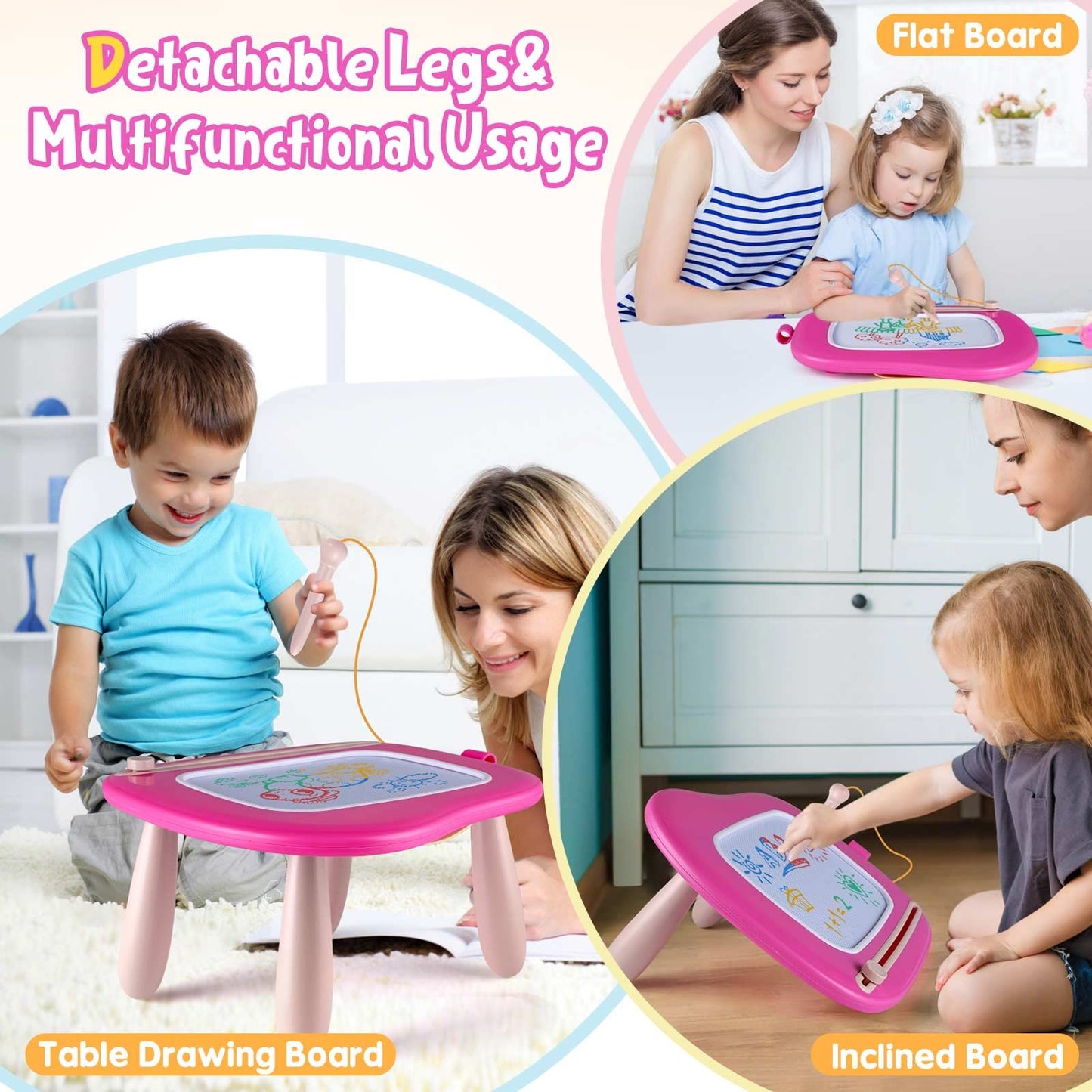 Smasiagon Toddler Toys Age 1-2 Year Old Boys Girls, Magnetic Drawing Pad Doodle Board Educational Learning Toys for 1 2 3 Year Old Boys Girls Gifts Birthday Christmas Gifts (Pink)