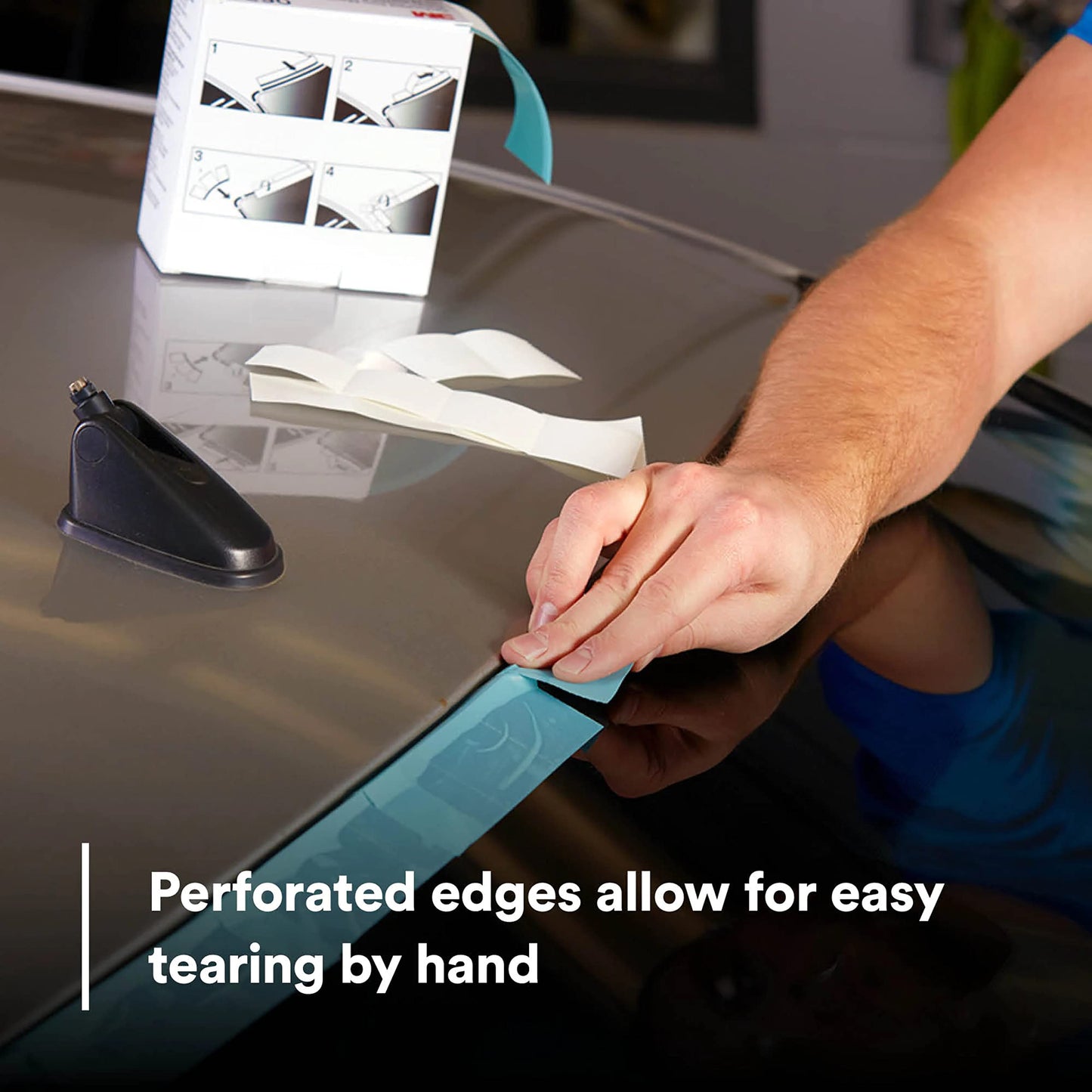 3M Perforated Trim Masking Tape 06348, Molding Paint Protection, Trim Lifting Tape, Hand Tearing, 15 mm Hard Band, 50.8 mm x 10 m