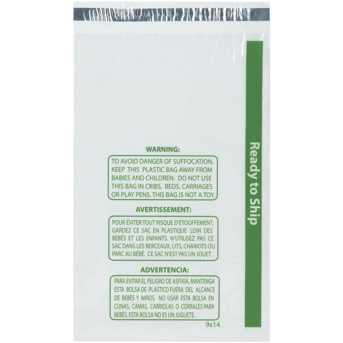 Plymor Ready to Ship 1.5 Mil Wicketed Poly Bags with Permanent Adhesive Strip and Suffocation Warning, 9" x 14" (Pack of 500)