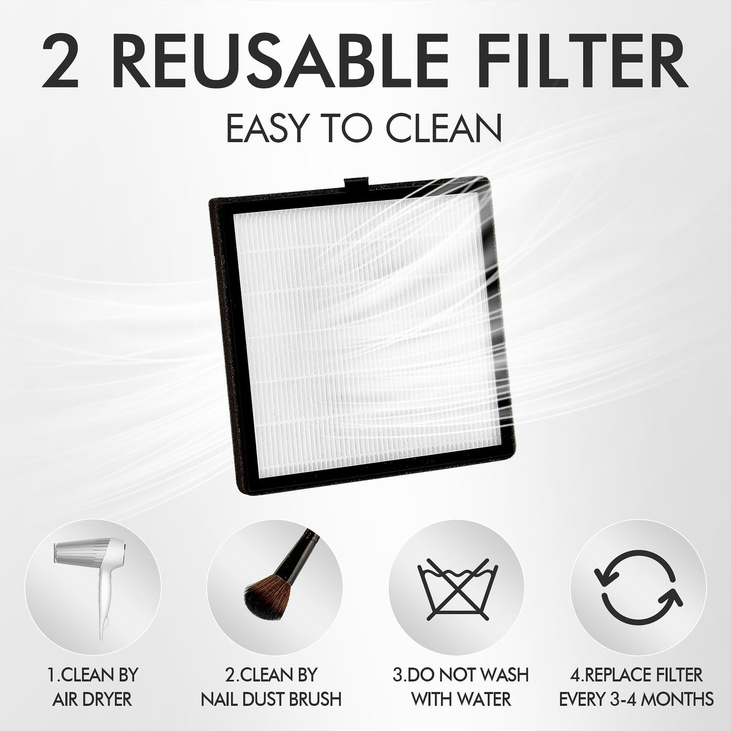 L'UGX Rechargeable Nail Dust Collector and Base Top Coat Set