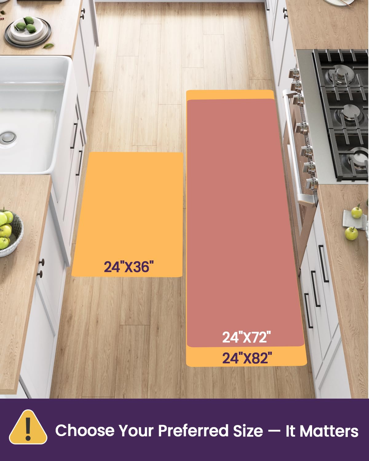 DEXI Kitchen Rugs Non Slip Washable, 24x36+24x82 Absorbent Floor Mats Thin, Soft Carpet Runner for Sink Laundry, Set of 2, Beige