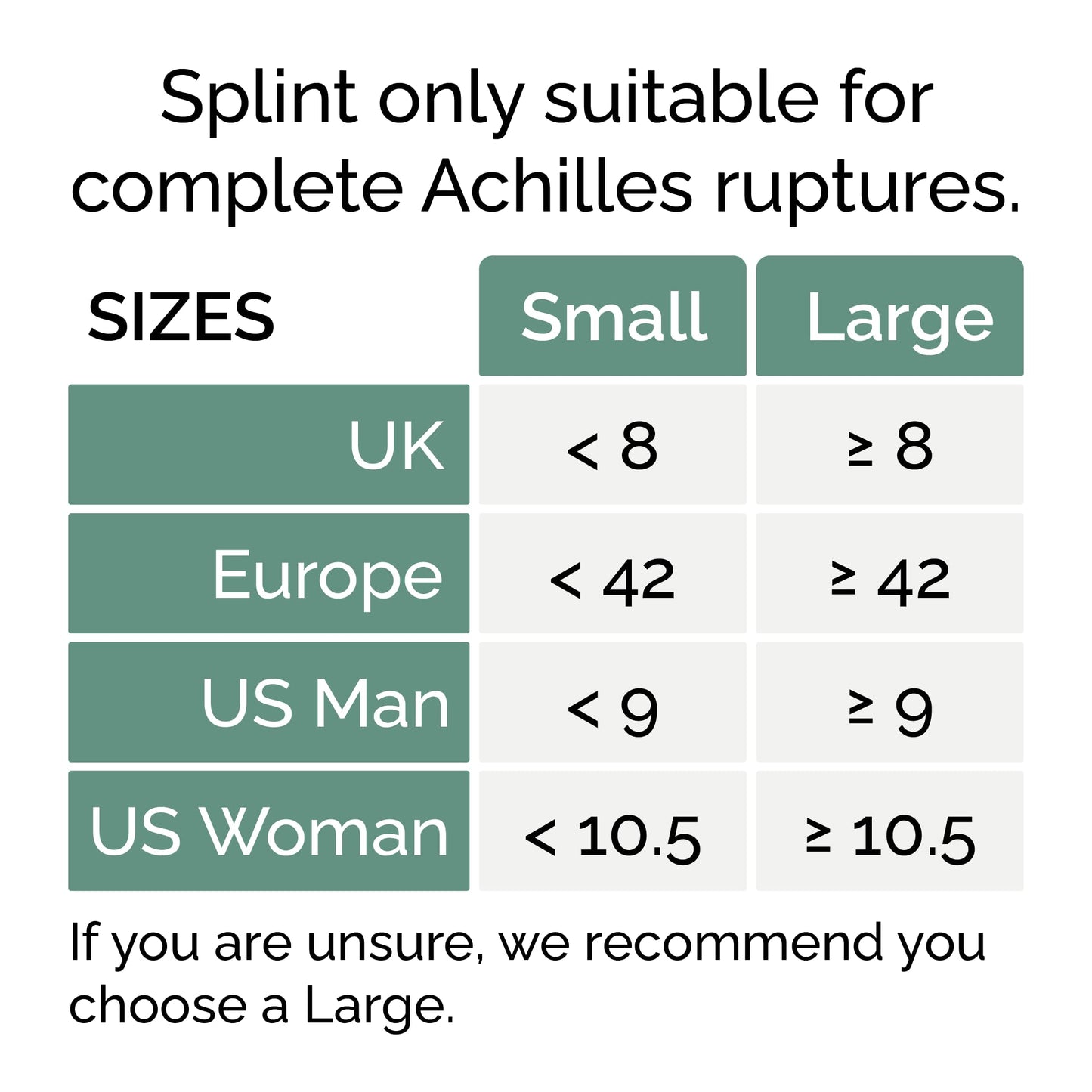 Achilles Tendon RUPTURE Night Splint, ONLY for COMPLETE Achilles tear - BEFORE PURCHASE: 1. Select SIZE & SIDE 2. Check with MEDICAL PROFESSIONAL (Large, Right)