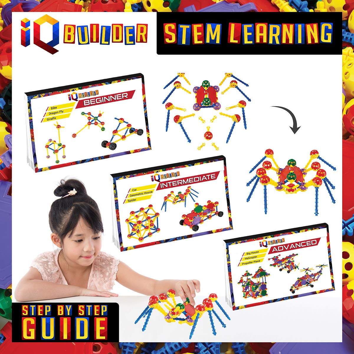 IQ BUILDER | STEM Learning Toys | Creative Construction Engineering | Fun Educational Building Blocks Set for Boys & Girls Ages 5-10 | for Kids