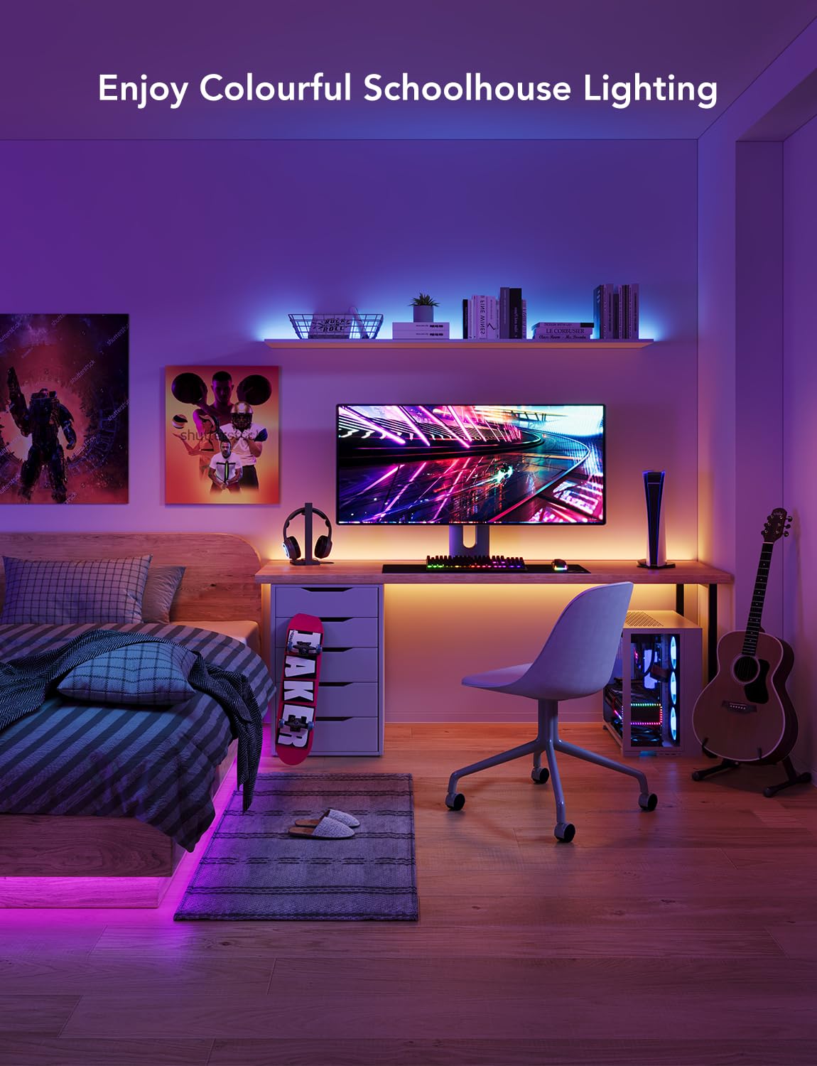 Govee LED Strip Lights 100ft, LED Lights for Bedroom, WiFi RGB LED Lights Work with Alexa and Google Assistant, 64 Modes and Music Sync, Strip Lights for Indoor, Home Decor, 2 Rolls of 50ft