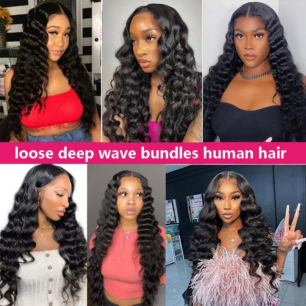 26 Inch Raw Bundles Human Hair 12A Loose Wave Bundles Unprocessed Brazilian Virgin Human Hair Extensions Natura Black Color