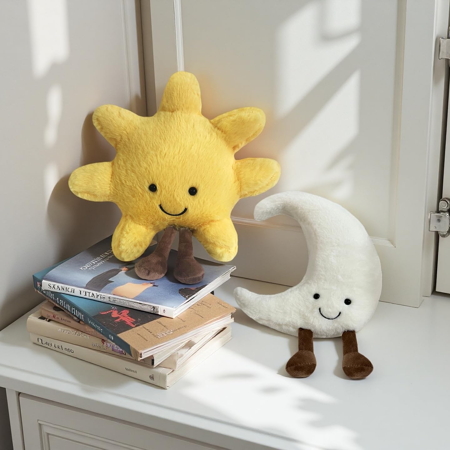 New Moon Sunshine Plush Toy Cute Smile Fun Filled Animal Pillow Soft Plush Toy for Children's Birthday Gift (Sun+Moon)