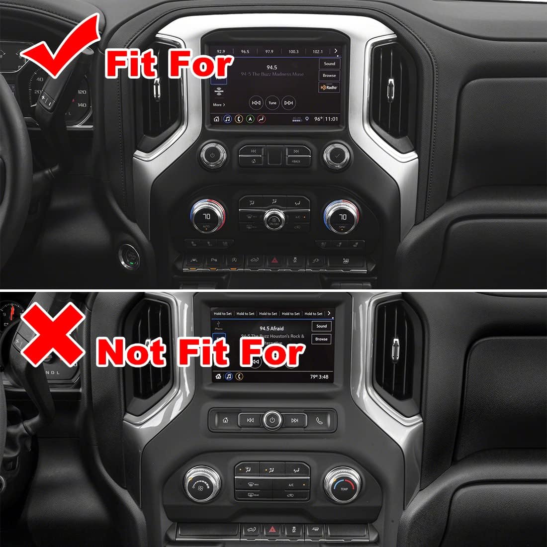 ruihe Carbon Fiber Color Radio & Navigation Control Panel Cover Trim for 2019-2025 GMC Sierra/Chevy Silverado 1500/2500HD/3500HD - ABS Plastic Dash Frame Upgrade (High Version)