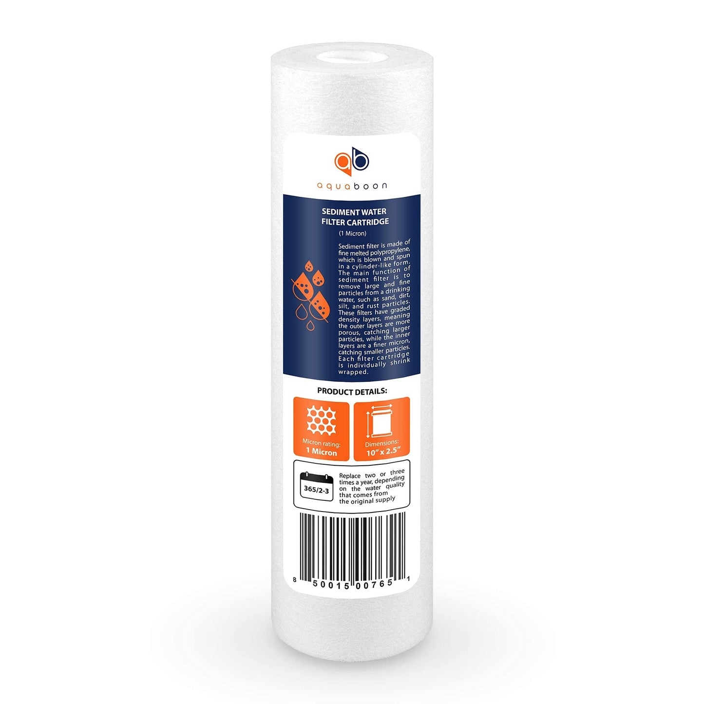 Aquaboon 1 Micron Whole House Sediment Filter 10 x 2.5 for RO & Well Water Filters Replacement Cartridges Compatible with AP110, WHKF-GD05, 25 Pack