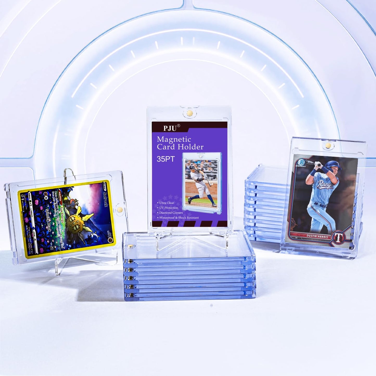 60ct Magnetic Card Holder, 35pt One Card Holder Touch for Trading Cards, U-V Protection Magnetic Card Case for Sports Cards, Card Protectors Hard Plastic, Display Case for Baseball Cards, Game Cards