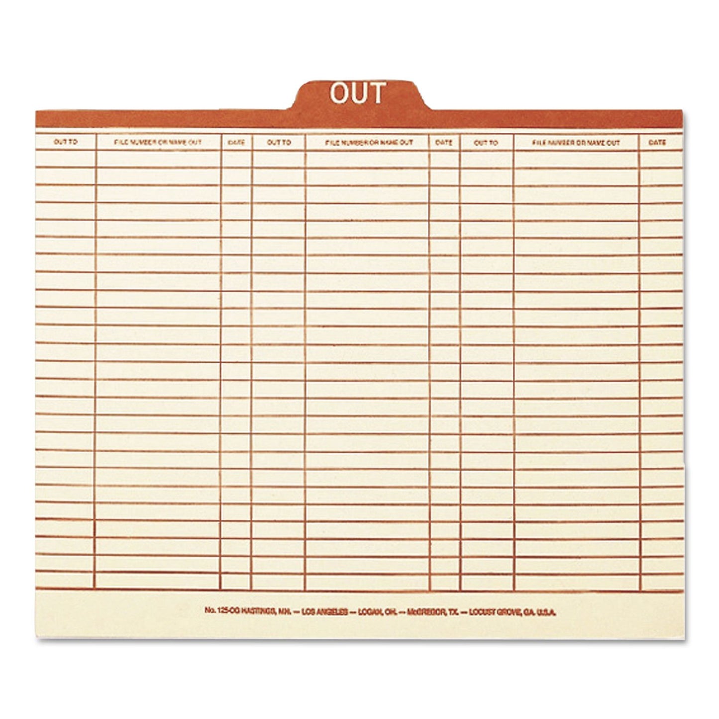 Smead Out Guide Printed Forma Style, 1/5-Cut Tab Center Position, Guide Height, Letter Size, Manila, 100 per Box (51910)