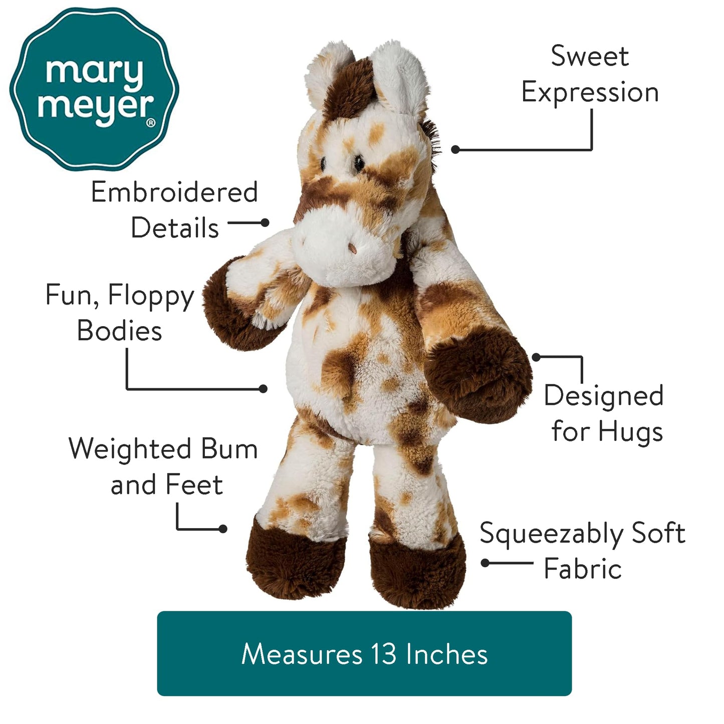 Mary Meyer Marshmallow Zoo Stuffed Animal Soft Toy, 13-Inches, S'Mores Pony