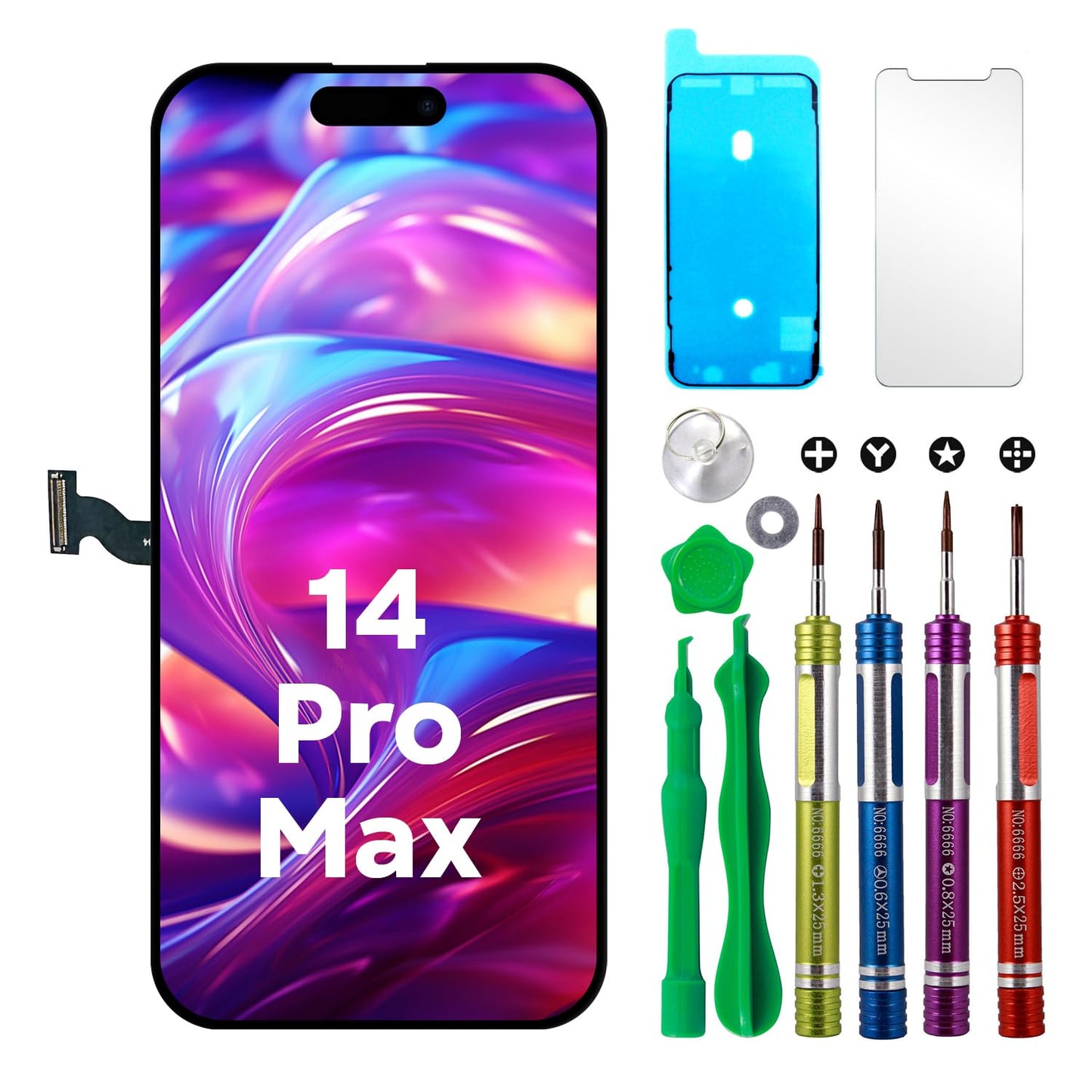 LCD Screen Replacement for iPhone 14 Pro Max 6.7 inch (Model A2651, A2893, A2896, A2895, A2894) 3D Touch Screen Display digitizer Repair kit Assembly