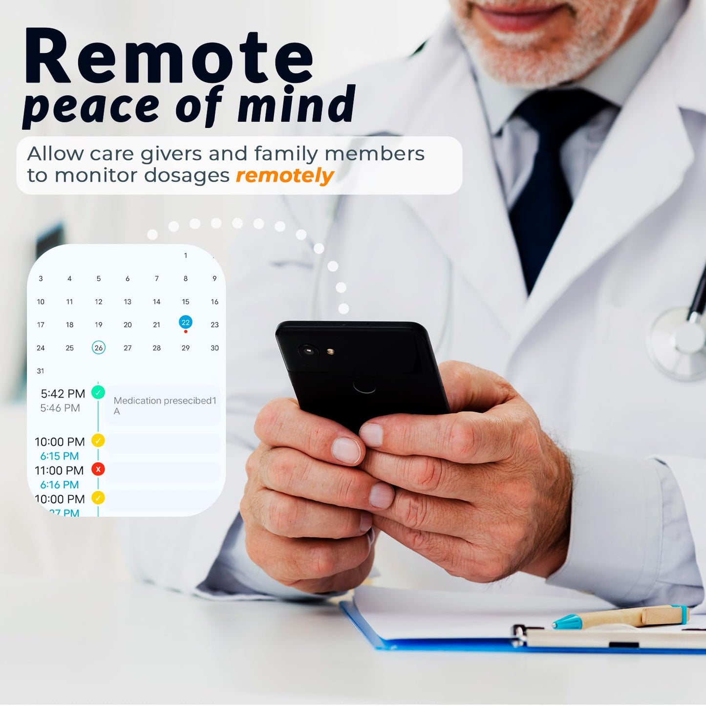 Adamson TimelyMed Smart Pill Dispenser with Alarm - WiFi App Monitoring - 28-Day Automatic Medicine Dispenser for Elderly & Alzheimer’s Care - Lock Key - New Version