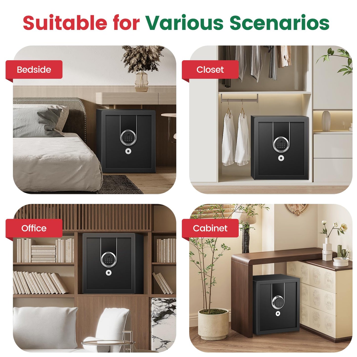 2.0 Cuft Biometric Safe Box, Fireproof Safe for Home with Digital Keypad and Spare Keys, Safety Box for Money, Documents, and other Valuables