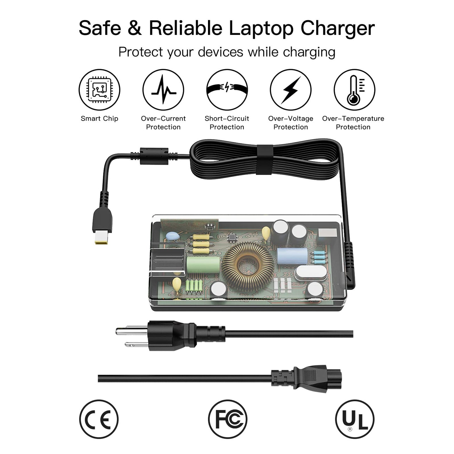170W 20V 8.5A Laptop Charger Replacement for Lenovo Thinkpad P50 P51 P52 P53 P70 P71 P73 W540 W541 T540P P15 P17 P15V P15G T15G T15P P1 Power Adapter Supply Cord