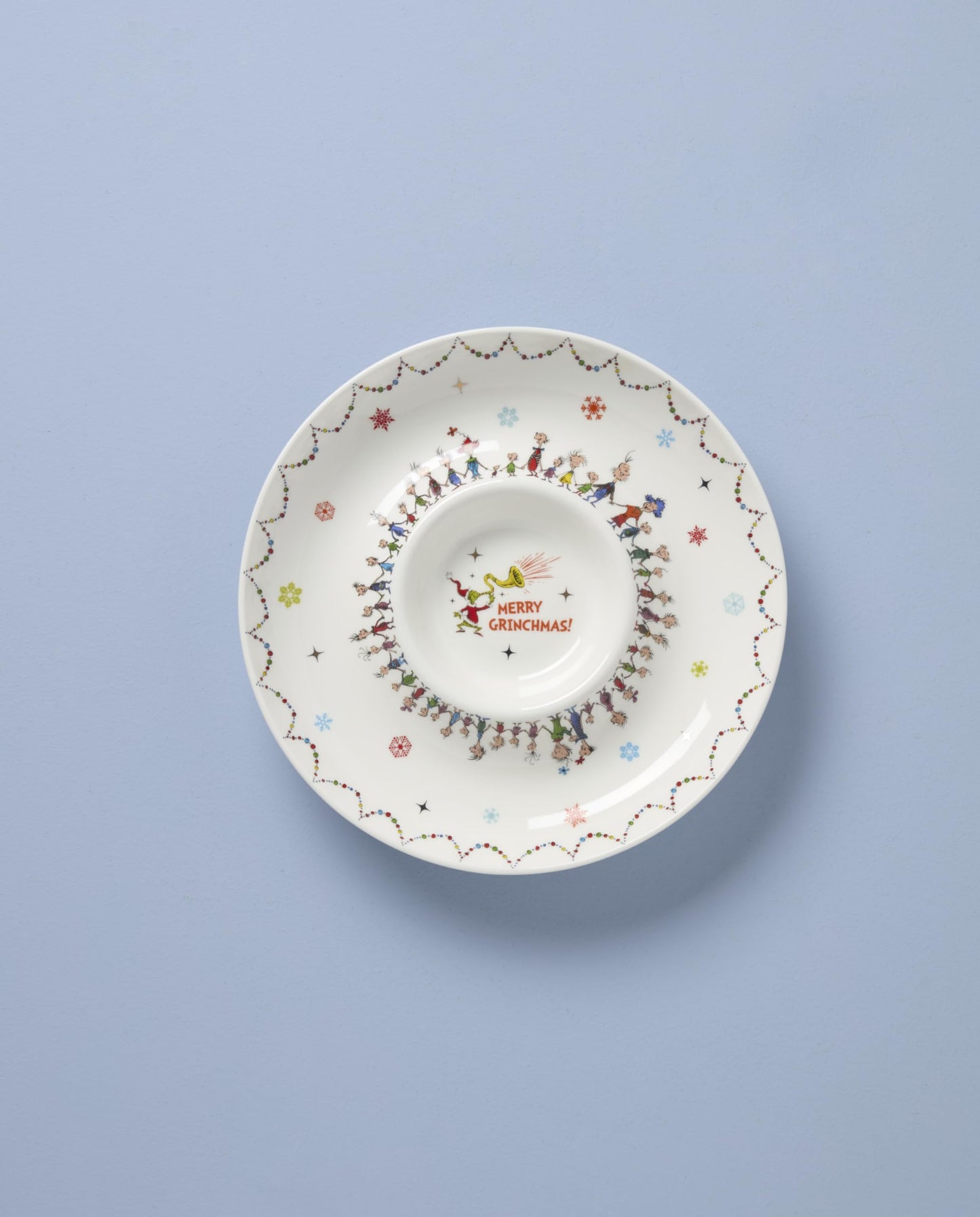 Lenox 898096 Merry Grinchmas Chip & Dip Bowl, Christmas Dishes, Festive Holiday Serveware