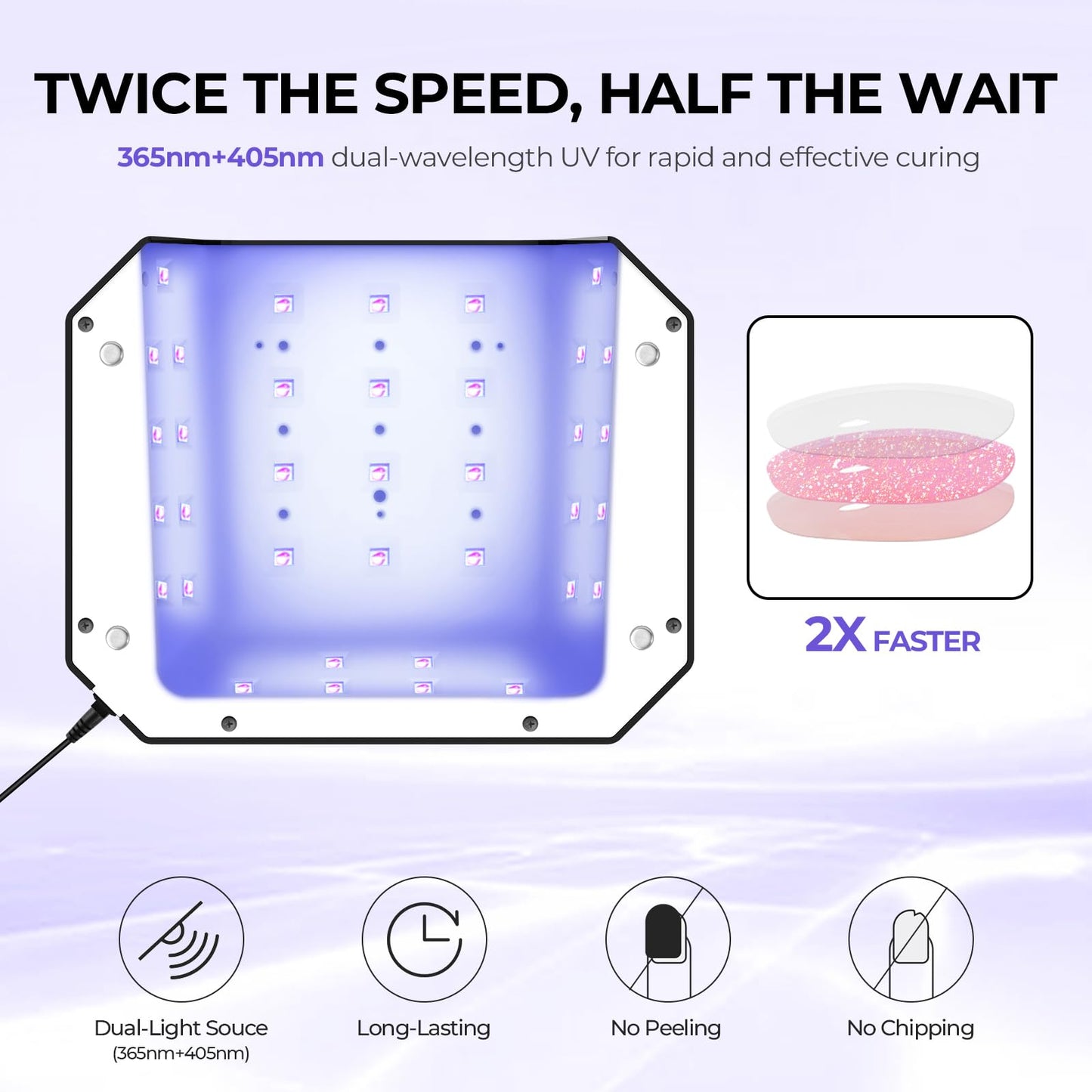 Lavinda 54W UV Nail Lamp, Professional LED Nail Lamp UV Light for Gel Polish Nails, Fast Drying Nail Dryer Nail Light with 4 Timers Large LCD Display, Salon & Home Use for Women Mom Girlfriend