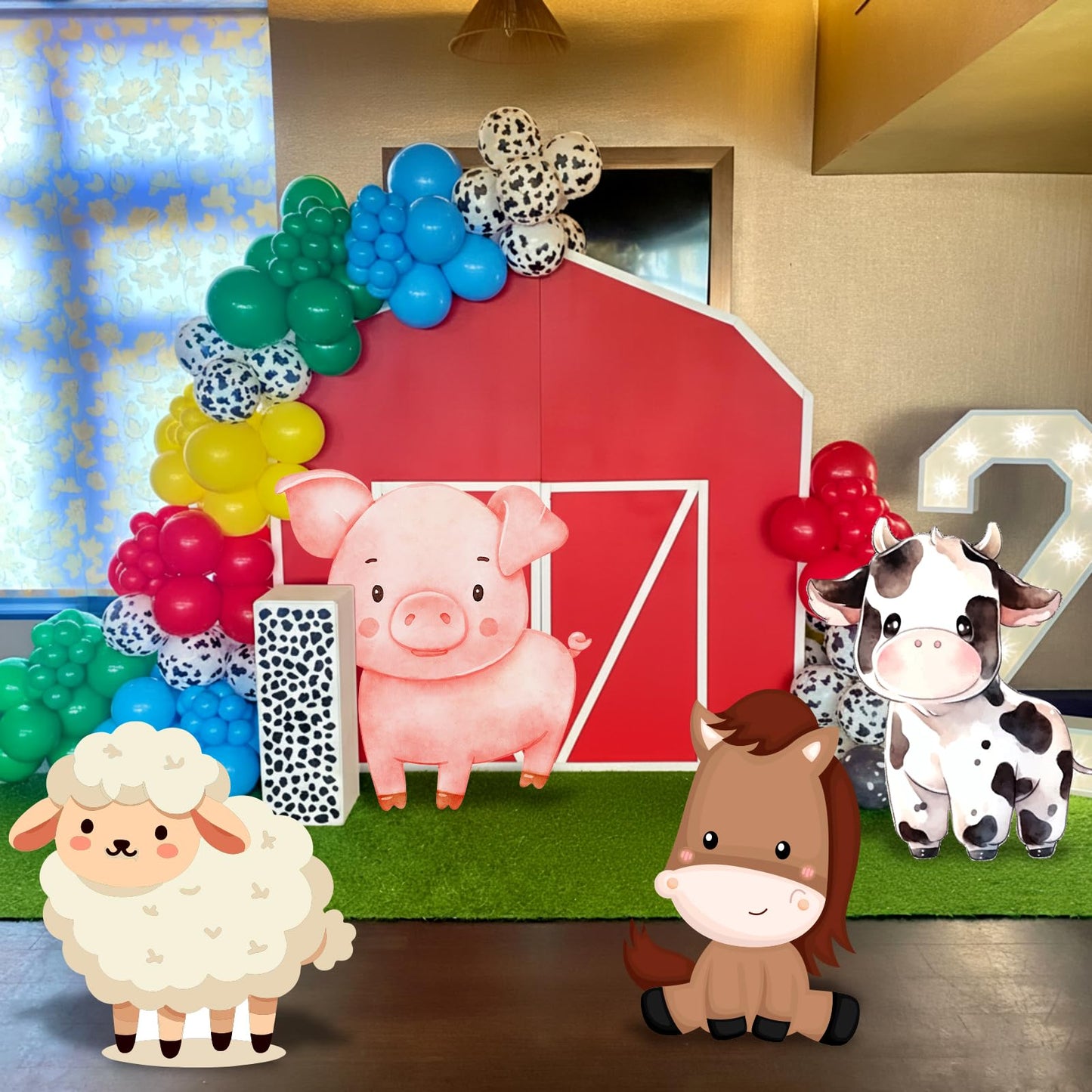 Gemscream 4 Pcs Large Farm Animals Decorations 22.4 Inch Cute Animal Cutouts Cartoon Backdrop for Farm Birthday Party Supplies Baby Shower Decorations Photo Booth Props Gifts