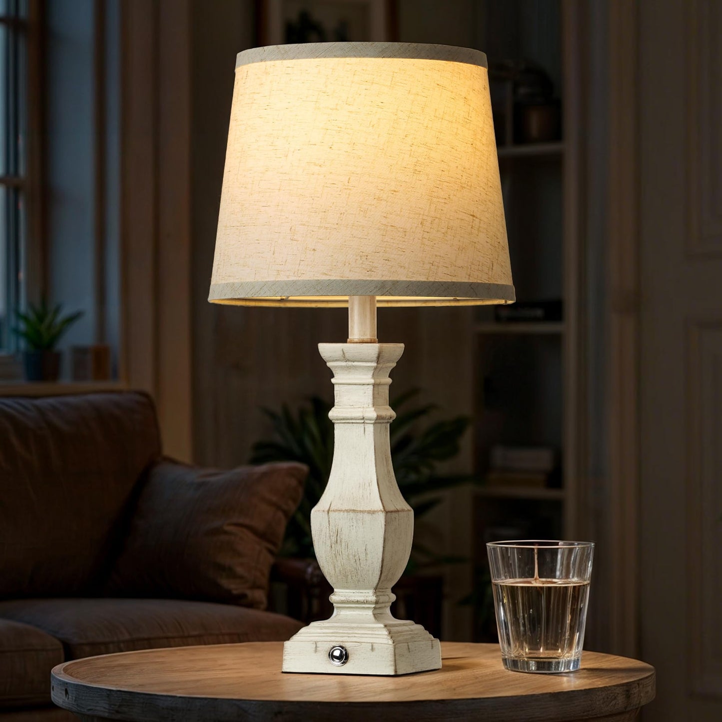 ROTTOGOON Dimmable Table Lamps Set of 2, Rustic Farmhouse Table Lamps for Living Room Bedroom, Bedside Desk Lamps for End Tables, Touch Lamps for Nightstand, 9W Bulbs Included, 22", Antique White