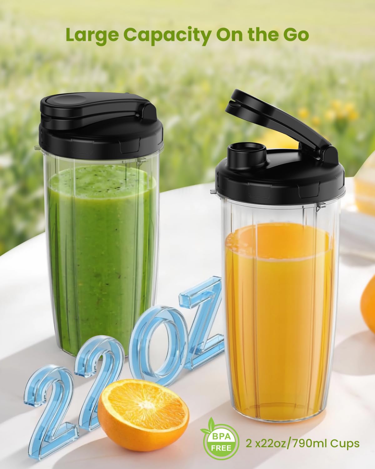 Lampick Blender for Smoothie, 900W Personal Blender for Shakes and Smoothies with 2 * 22oz BPA Free Portable Cups, Small Juicer for Protein Shake, Baby Food, Frozen Drink