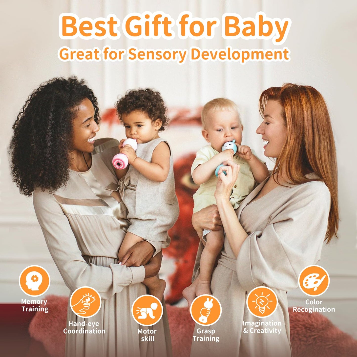 alilo Smarty Bunny Baby Rattle Musical Light Up Toys, Infants Newborns Baby Toys 0-3-6-12-18-24 Months,1 Year Old Boy Girl Gifts, 4 Music Modes and Color Recognition Function with 9 Color Card