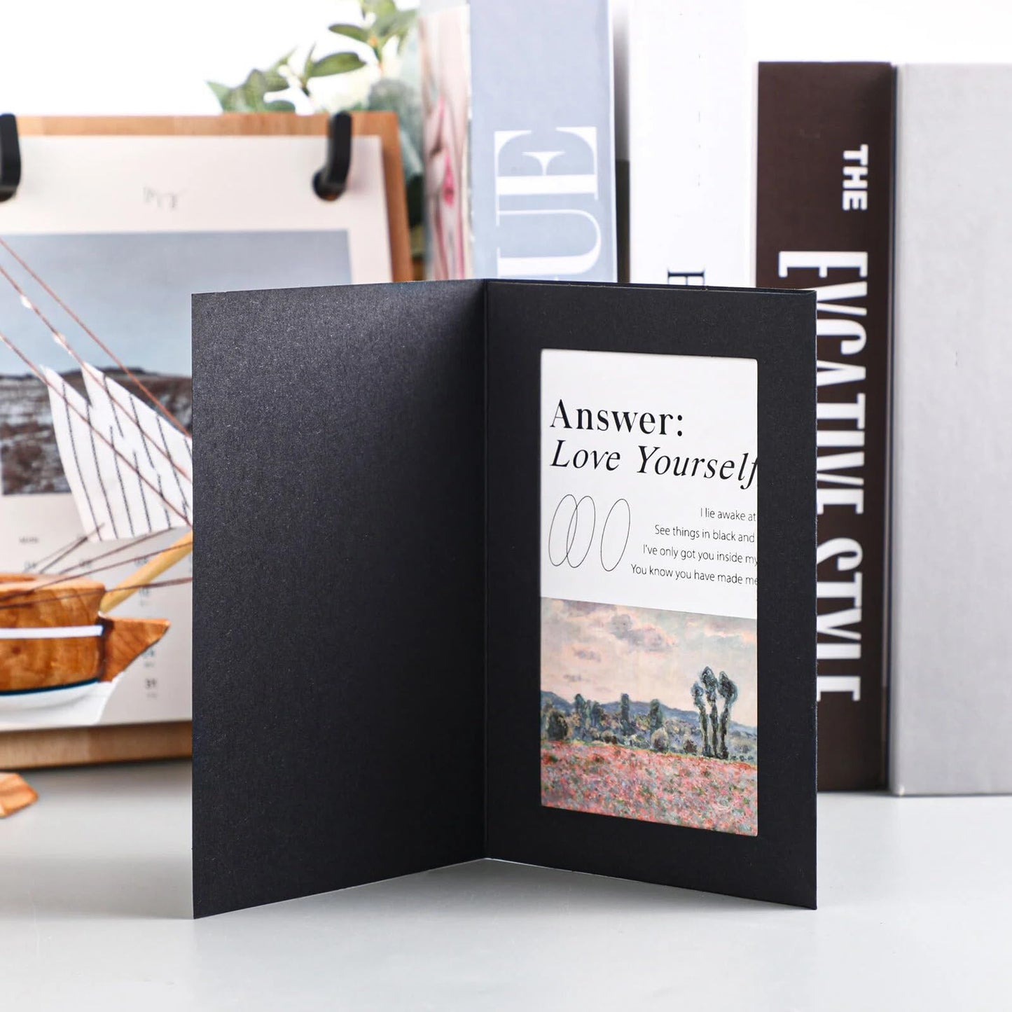 Fainne 150 Pack Photo Folders 4x6Inch Cardboard Picture Frame Photo Frame Thank You Cards Cardboard Folders Paper Greeting Cards Inserts for Portraits Christmas Wedding (Black)
