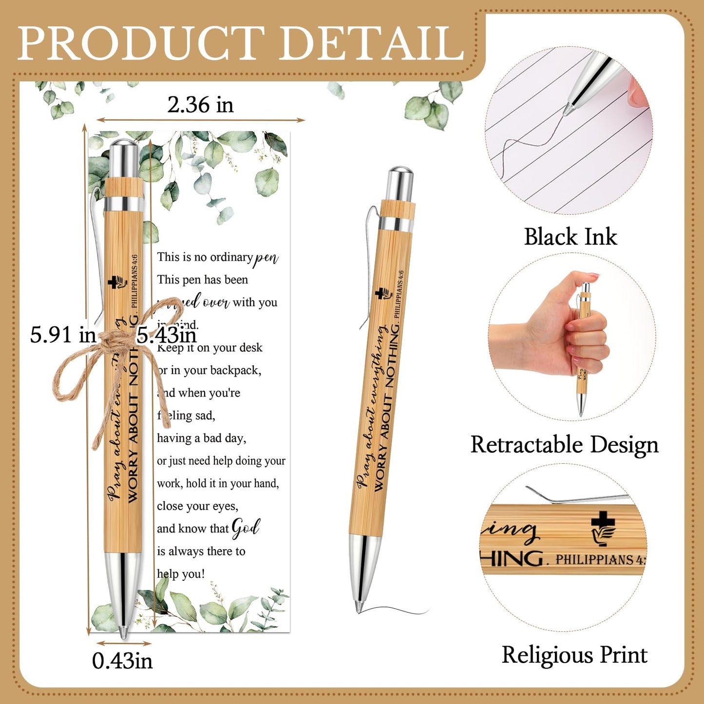 Tenceur 100 Sets July Summer Christmas Christian Gifts Bulk Bible Verse Bamboo Pens and Inspirational Bookmarks Religious Faith Based Sunday School Gifts for Women Men