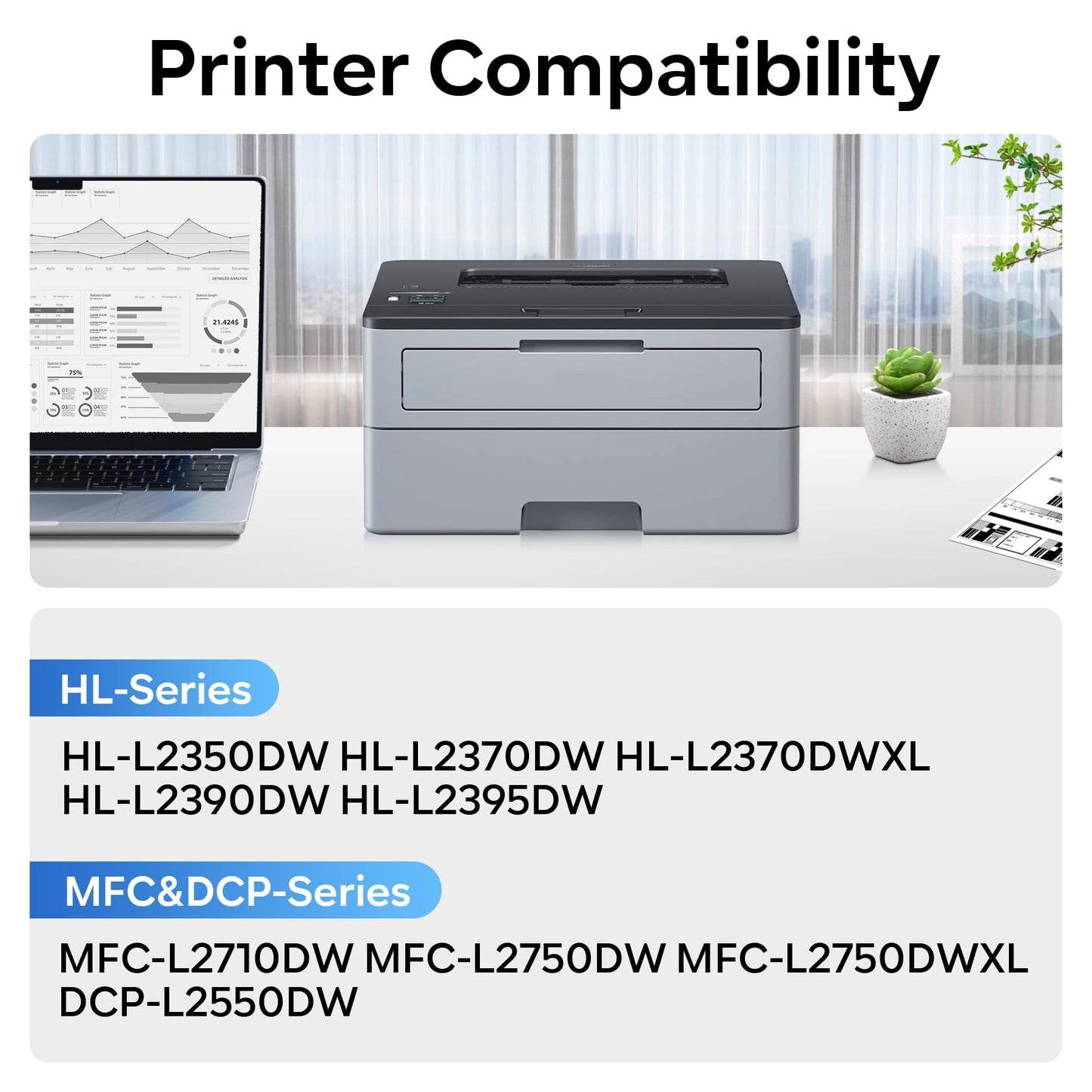 TN-730 TN730 Compatible TN-730 TN730 Toner Cartridge Black Replacement for Brother TN730 TN-730 DCP-L2550DW MFC-L2750DW MFC-L2710DW Toner Printer (2-Pack).