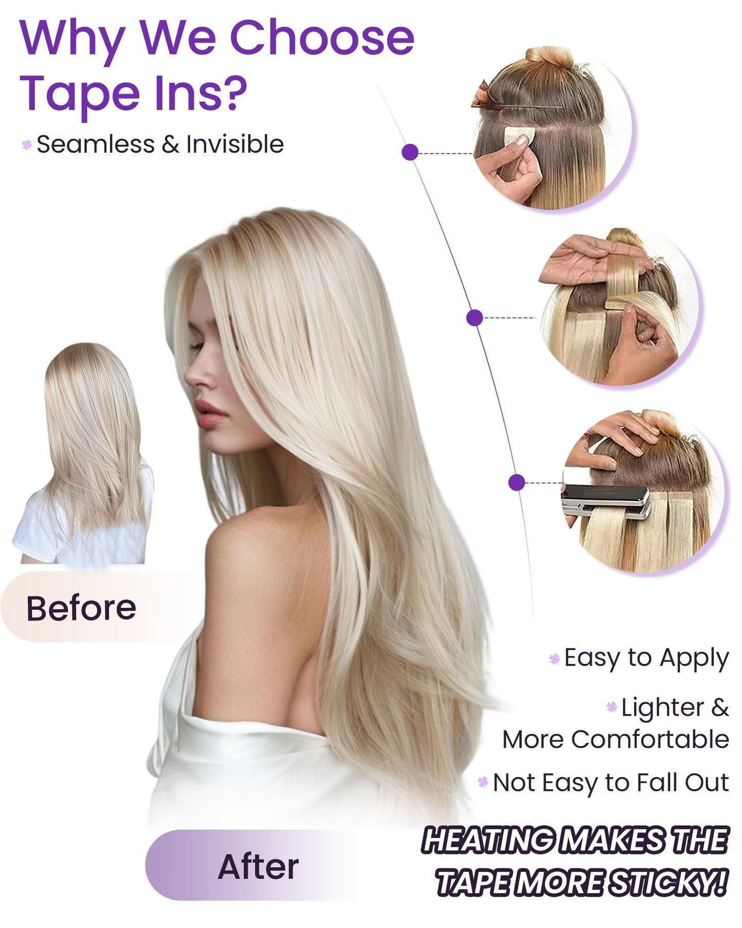 LaaVoo Tape in Hair Extensions Blonde Balayage Tape in Hair Extensions Human Hair 18inch Brown to Ash Blonde Mix Platinum Blonde Hair Extensions Tape in Human Hair 50g 20pcs