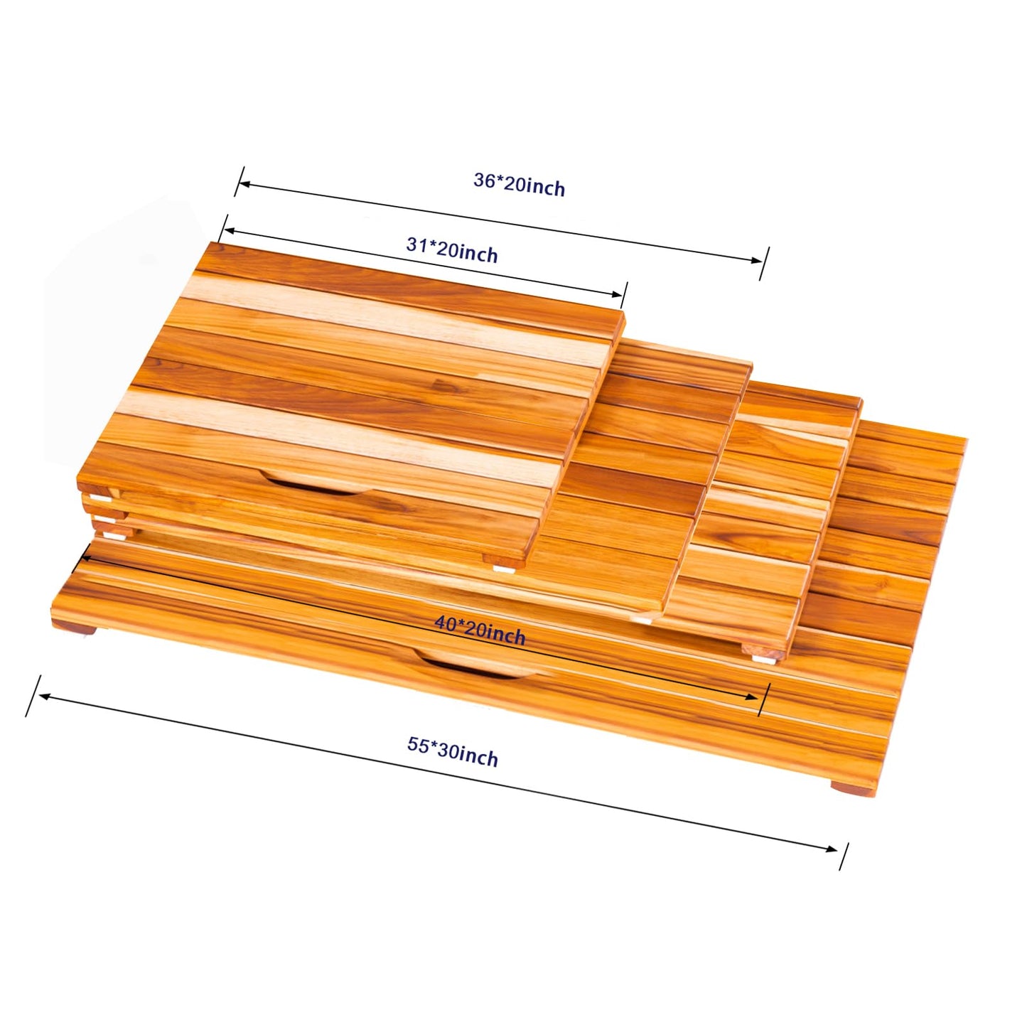 NNN 31" x 20" Teak Shower Mat – Handcrafted, Marine-Grade Reinforced, Supports Up to 400 lbs, Indonesian Teak.