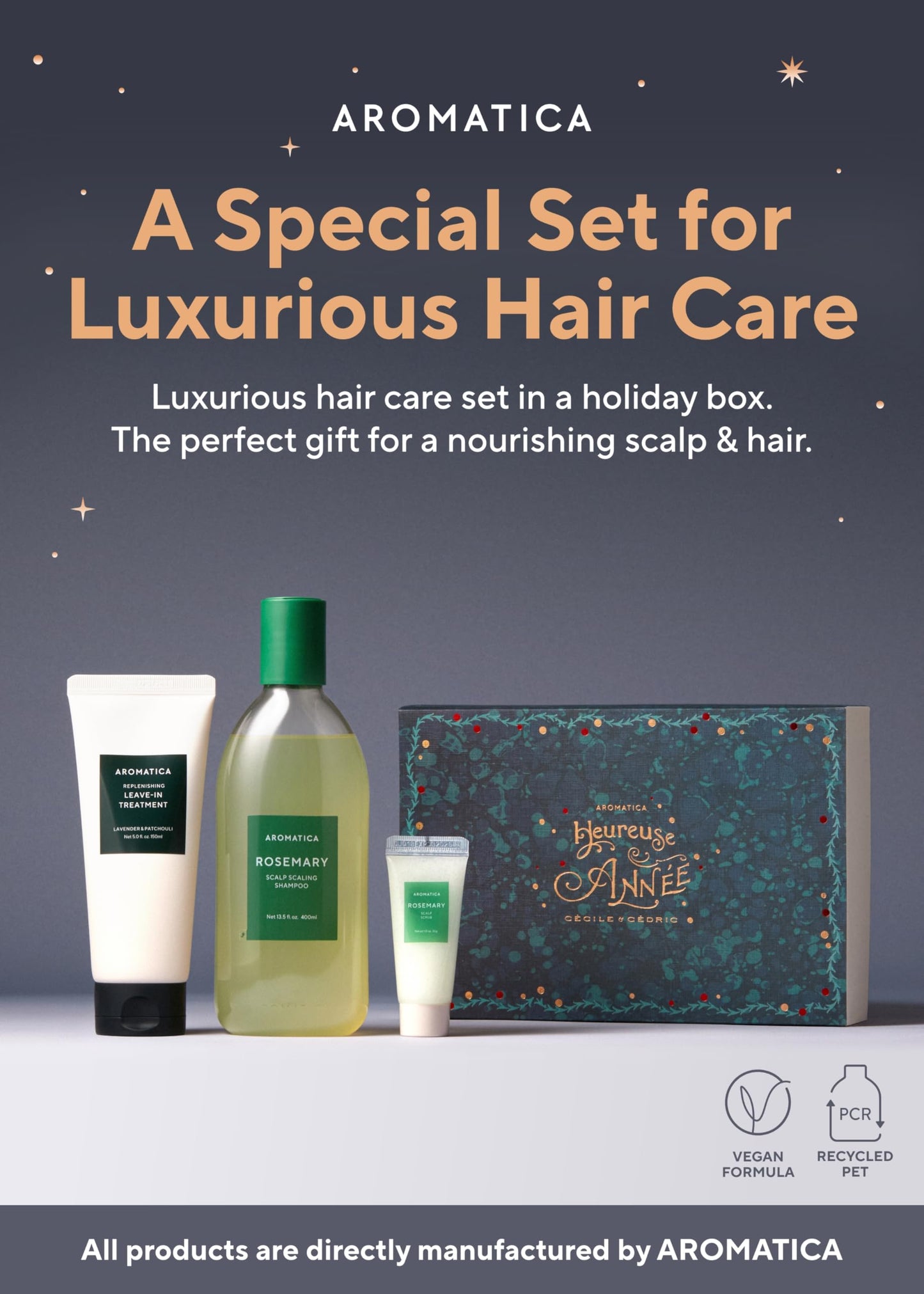 AROMATICA Rosemary Hair Care Special Gift Set - Shampoo for hair growth & Heat Protection Leave in Treatment & Scalp Treatment - Hair care kit for women, Mothers day gifts