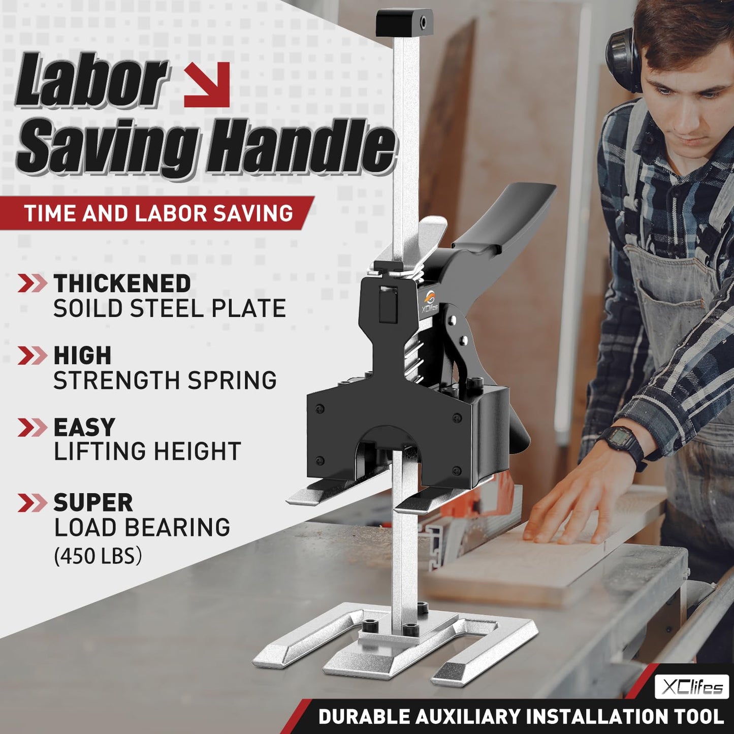 XClifes Labor-Saving Handle 2 Pack, Construction Jack, Wall Tile Locator, Multi-Function Height Adjustment Lifting Device, Door Panel Lifting Cabinet Jack, Raised 6.69 in, Pair Dynamic Load 450 LB