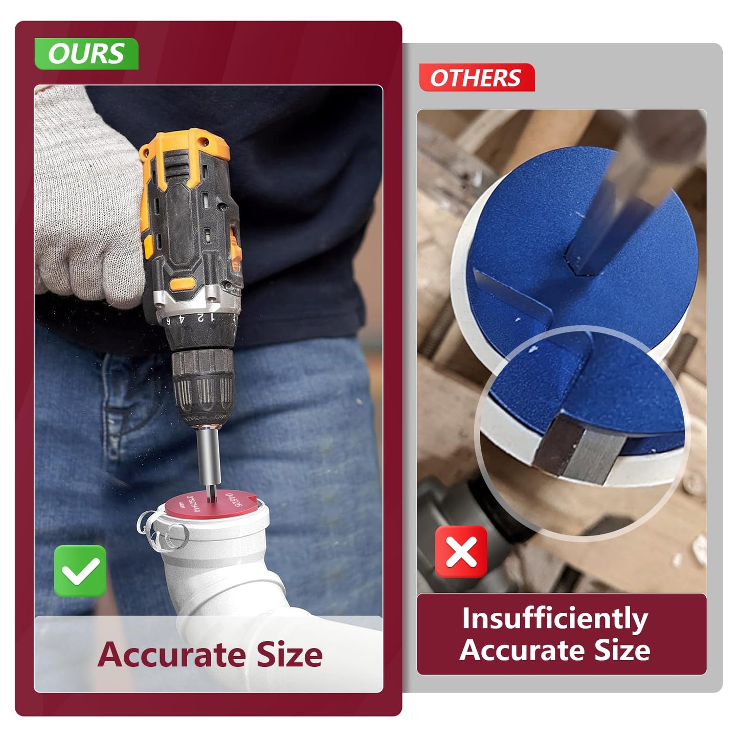 6 Piece Plastic Pipe Fitting Reamer Kit With A Socket Wrench, 0.75" 1" 1.5" 2" 3" 4 Inch PVC Pipe Reamer Tools Contain PPR75, PPR100, PPR150, PPR200, PPR300, PPR400, Fit Standard 3/8" & 1/4" Drills