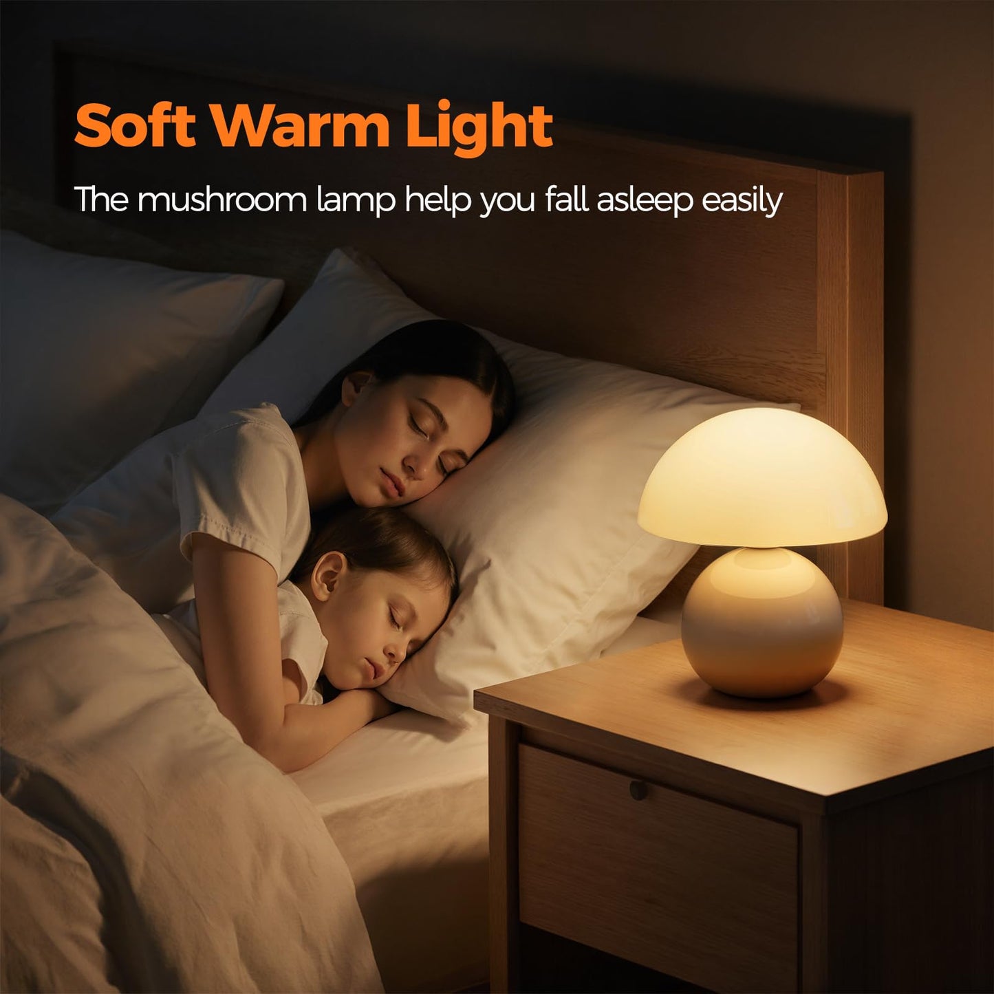 NIORSUN Wireless Mushroom Lamp,Table Lamp for Bedroom, Portables Cordless Lamps,Wireless lamp,Small Bedside Table Touch Lamps for Living Room,Mini Mushroom 5200mAh Battery Operated Lamp Modern (White)