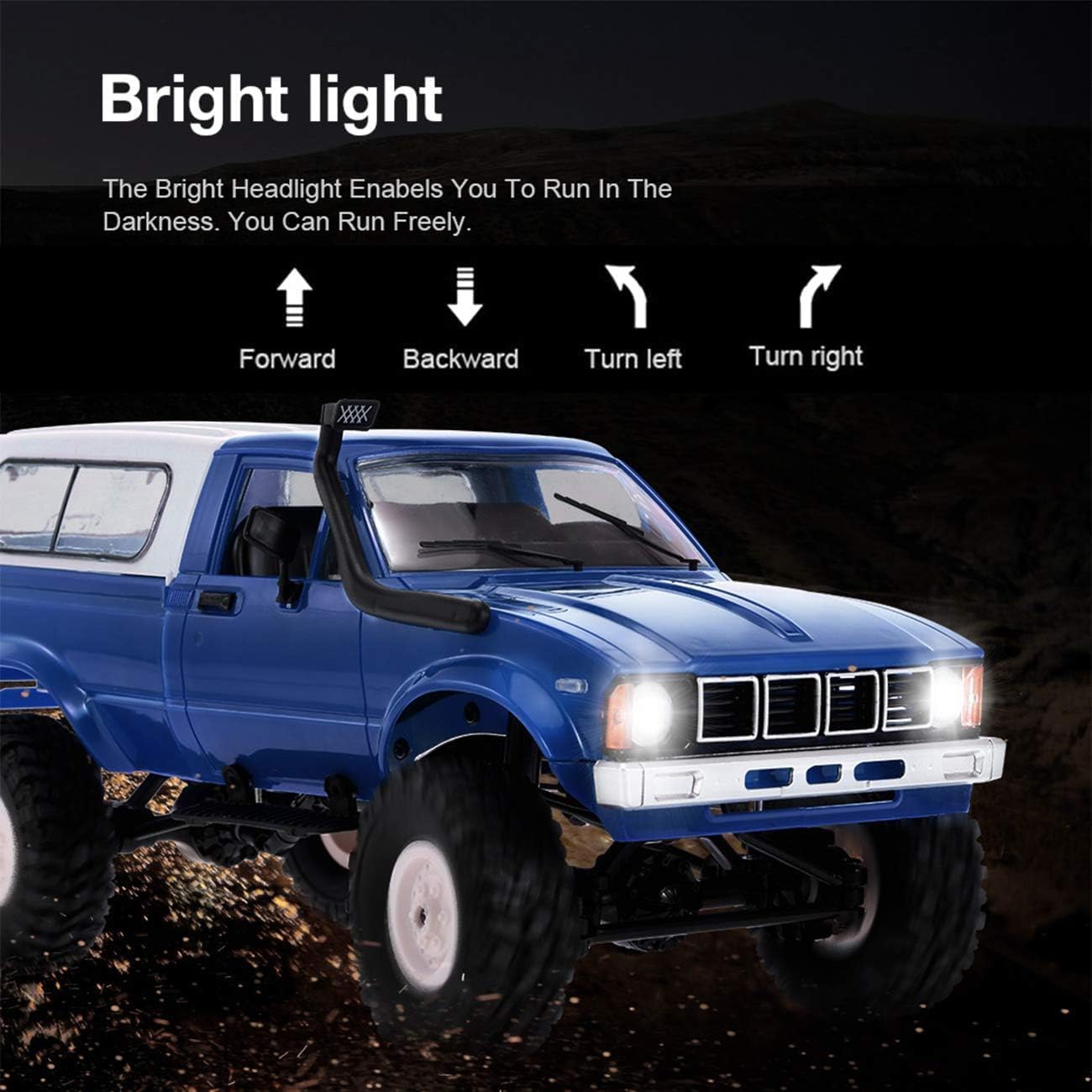 Apawband RC Crawler WPL C24 RC Rock Crawler RC Truck 4x4 Off Road RTR, 1/16 Scale Remote Control Truck All Terrain 2.4 Ghz with Proportional Steering LED Lights Hobby Toys Adult