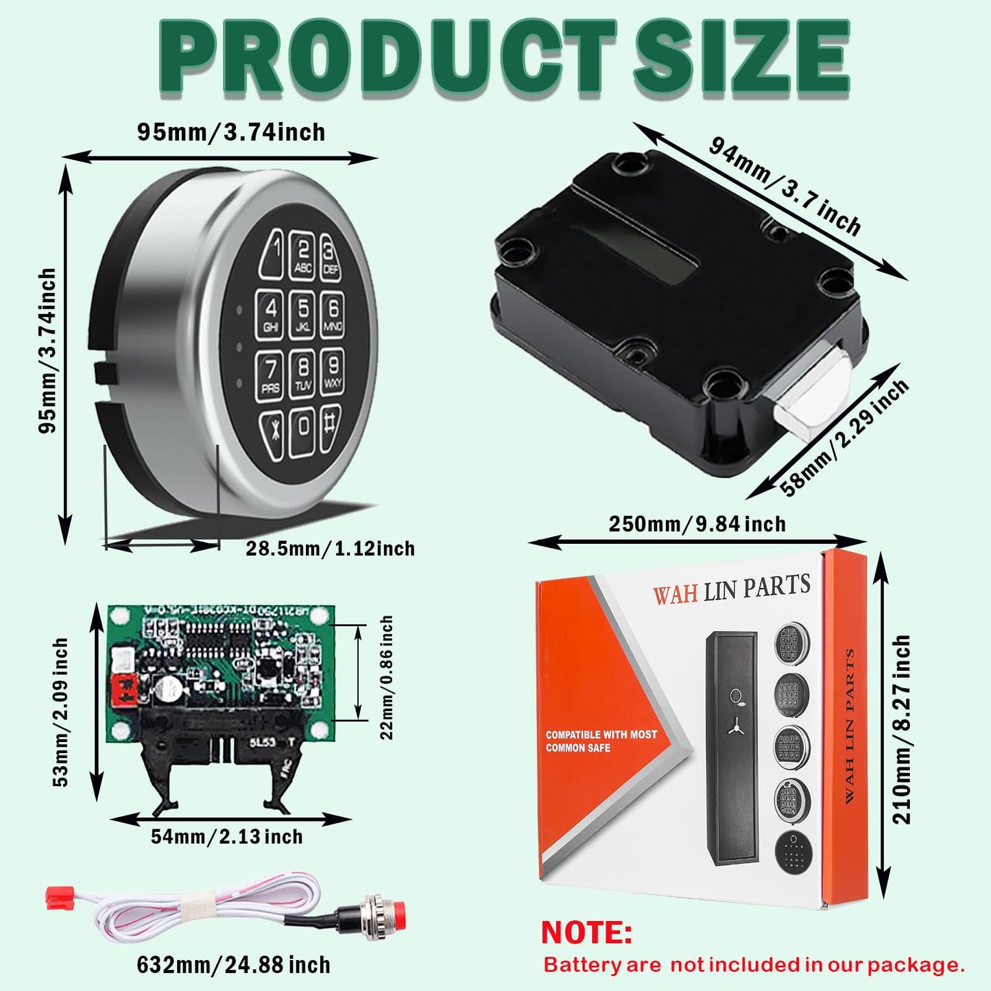 Electronic Safe Lock Gun Safe Lock Replacement with Swing Bolt Lock, Chrome Digital Keypad High Security Fireproof Safe Box
